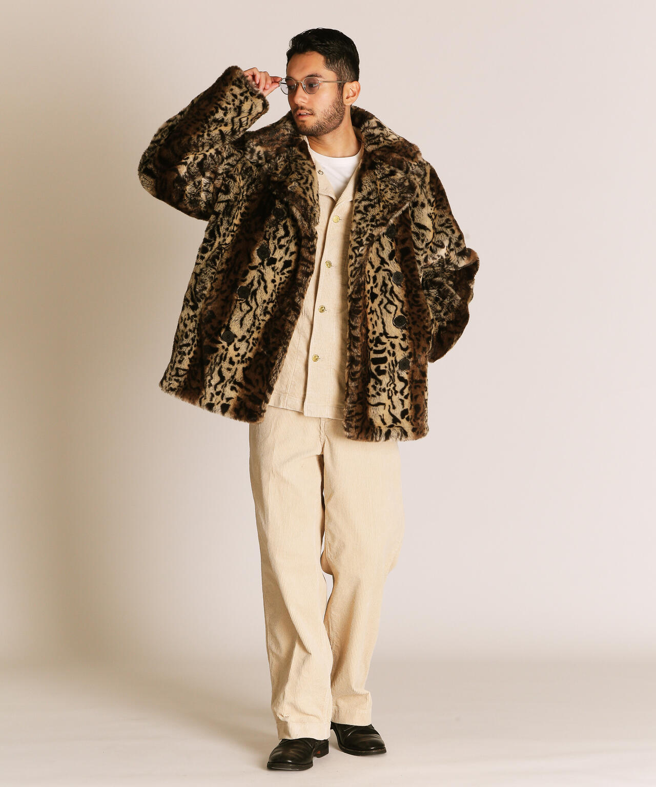 LEOPARD FUR PEACOAT/レオパード ファーコート