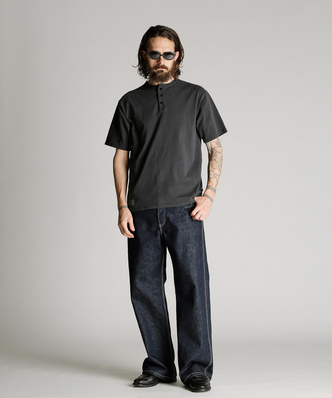 PIGMENT O/D SS HENLEY NECK T-SHIRT/ピグメント オーバーダイ ヘンリーネック Tシャツ