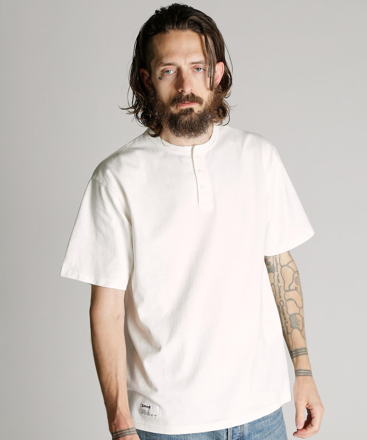 PIGMENT O/D SS HENLEY NECK T-SHIRT/ピグメント オーバーダイ ヘンリーネック Tシャツ
