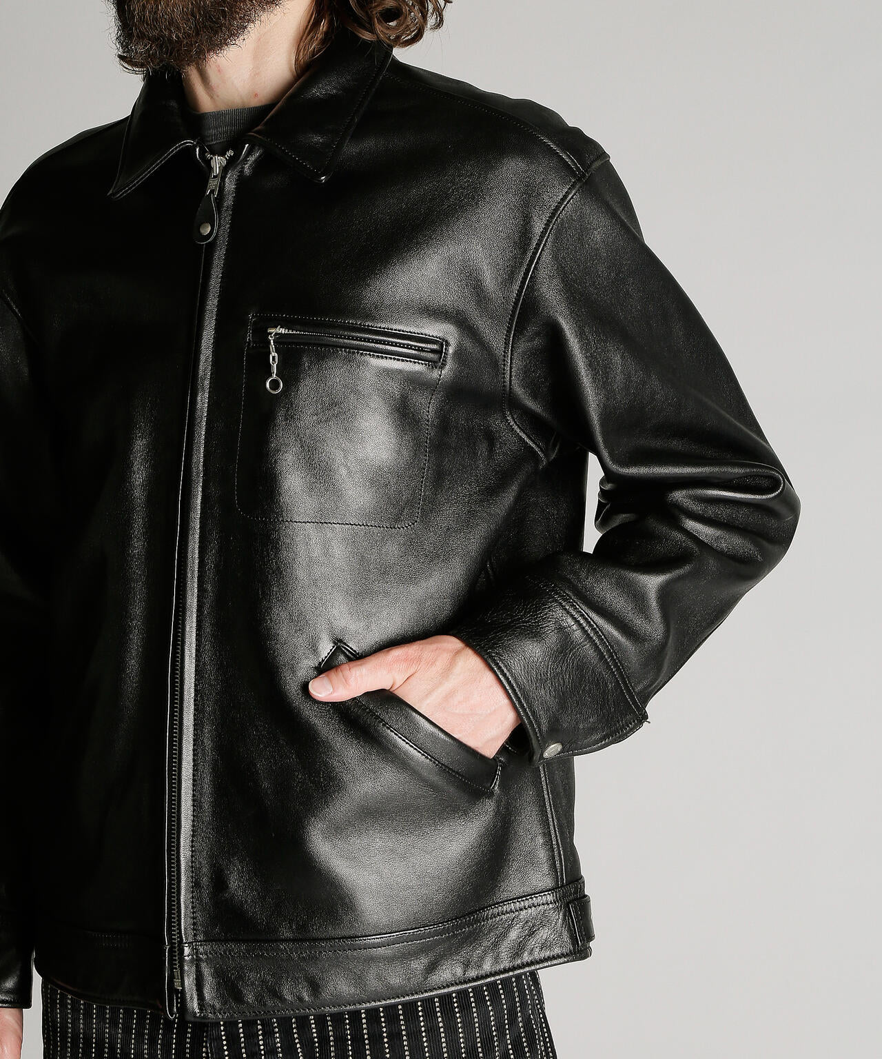 LEATHER TRACKER JACKET/レザートラッカージャケット