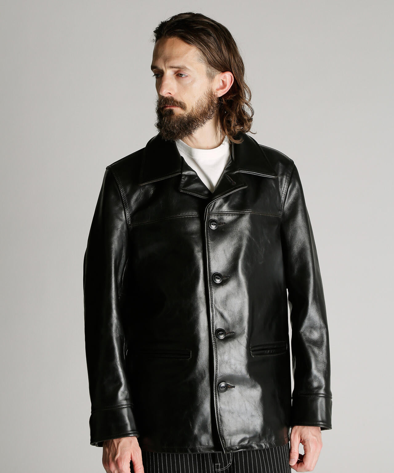 632US LEATHER CARCOAT/カーコート