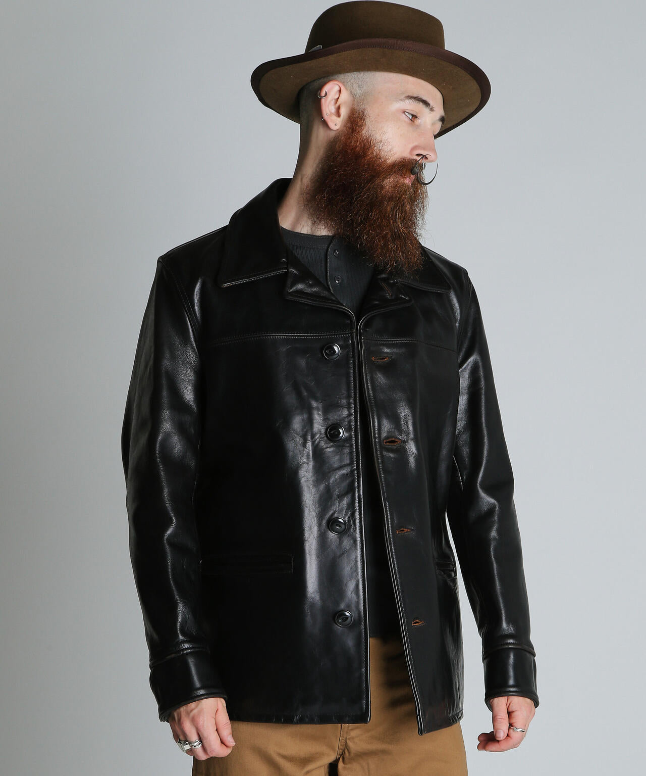 632US LEATHER CARCOAT/カーコート