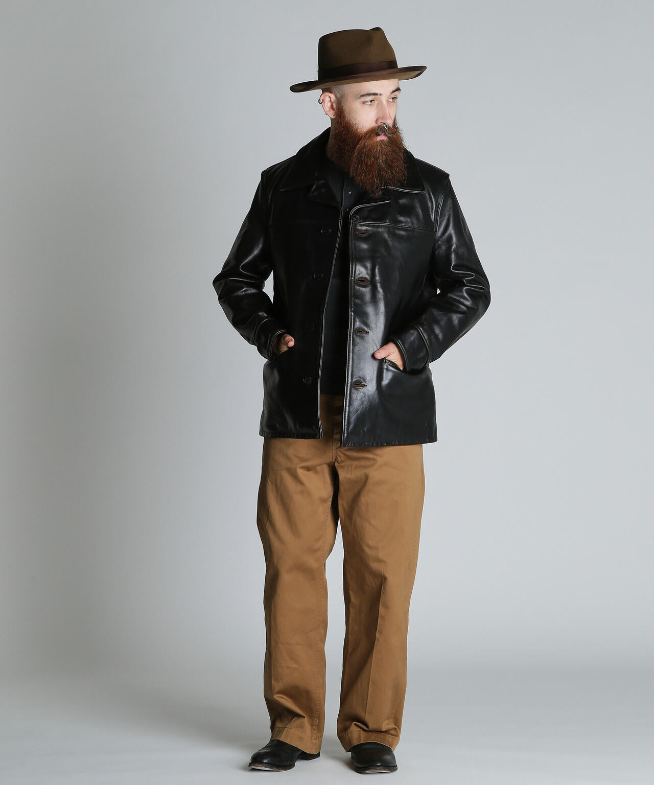 632US LEATHER CARCOAT/カーコート