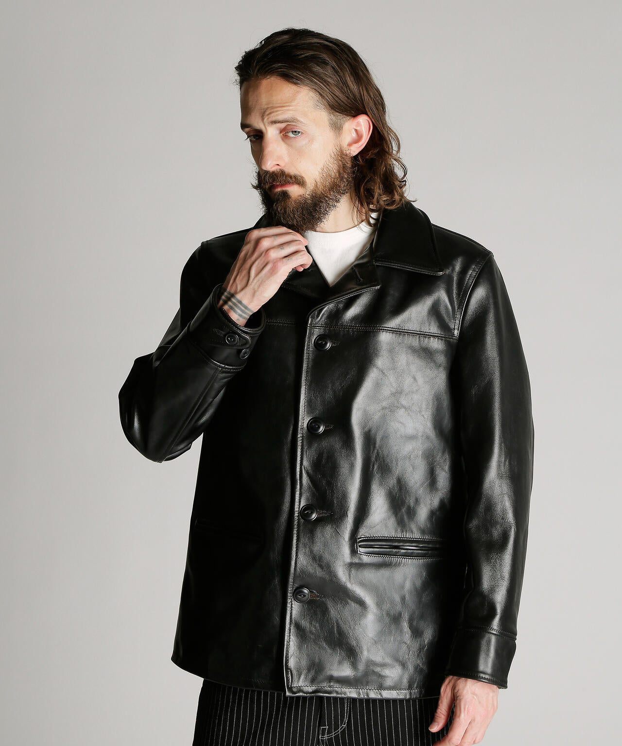 632US LEATHER CARCOAT/カーコート