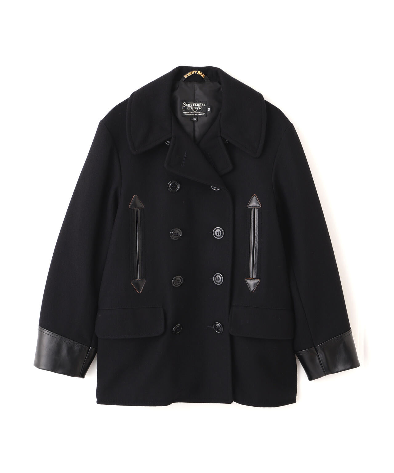787US LEATHER COMB.  PEA JACKET/レザーコンビ ピージャケット