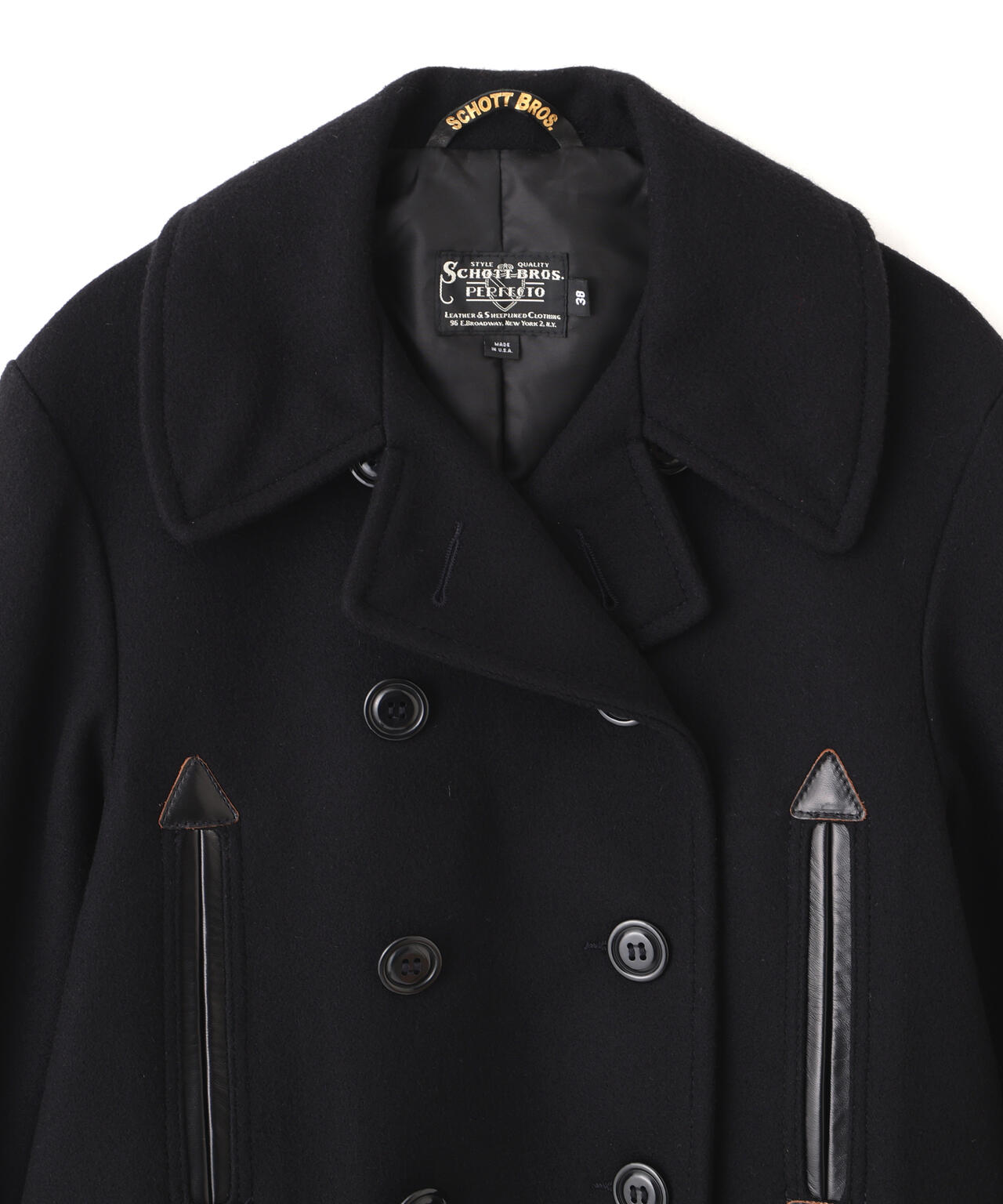 787US LEATHER COMB.  PEA JACKET/レザーコンビ ピージャケット