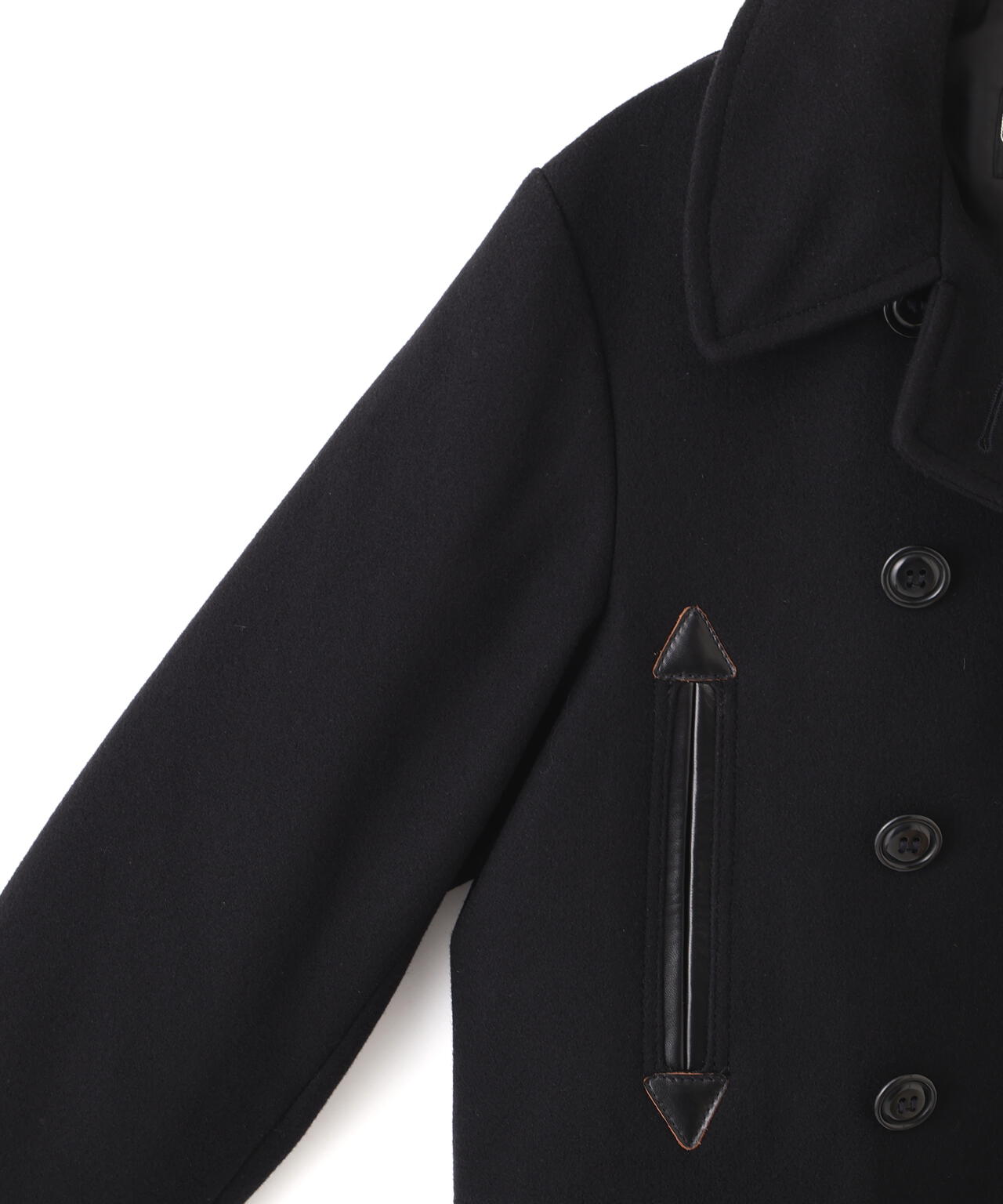 787US LEATHER COMB.  PEA JACKET/レザーコンビ ピージャケット