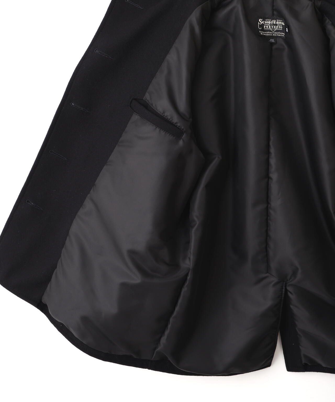 787US LEATHER COMB.  PEA JACKET/レザーコンビ ピージャケット