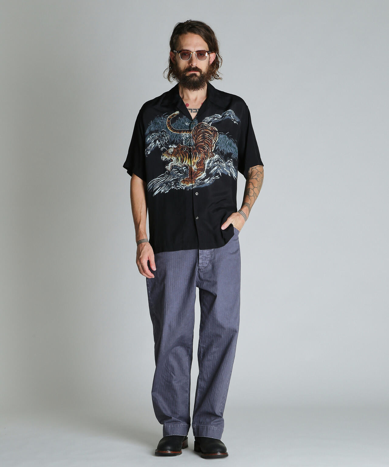 TIGER RAYON SHIRT/タイガー レーヨン シャツ