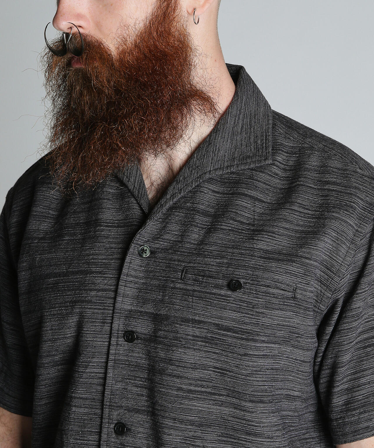 MIX SHARK COLLAR SS SHIRT/ミックス シャークカラー 半袖シャツ