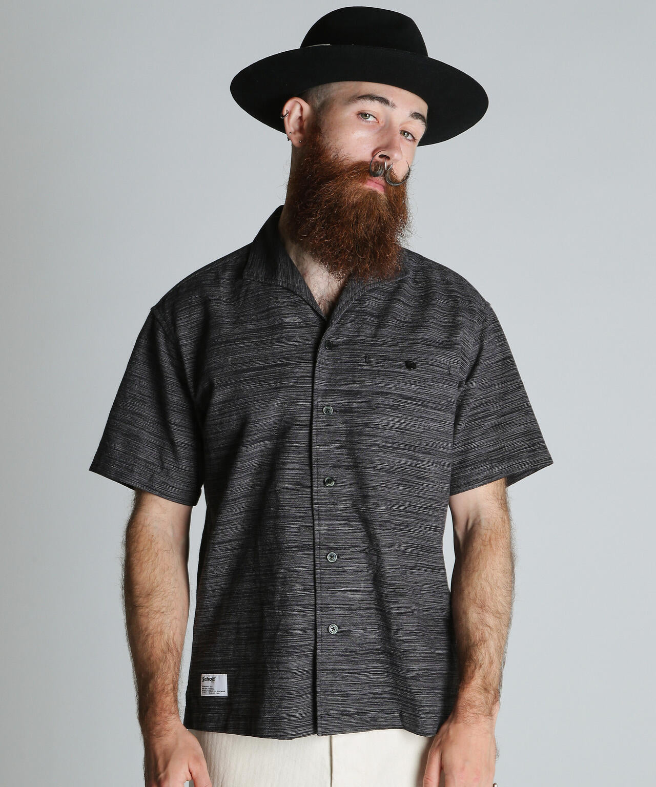 MIX SHARK COLLAR SS SHIRT/ミックス シャークカラー 半袖シャツ