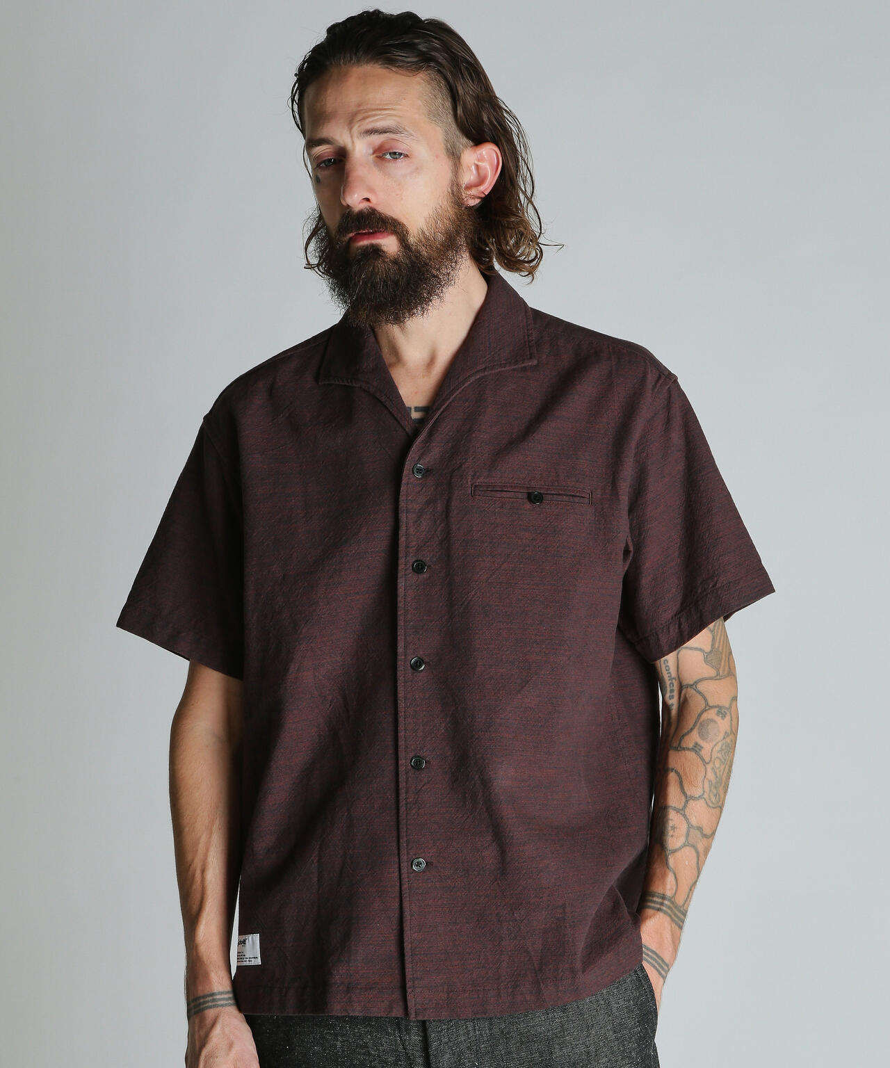 MIX SHARK COLLAR SS SHIRT/ミックス シャークカラー 半袖シャツ