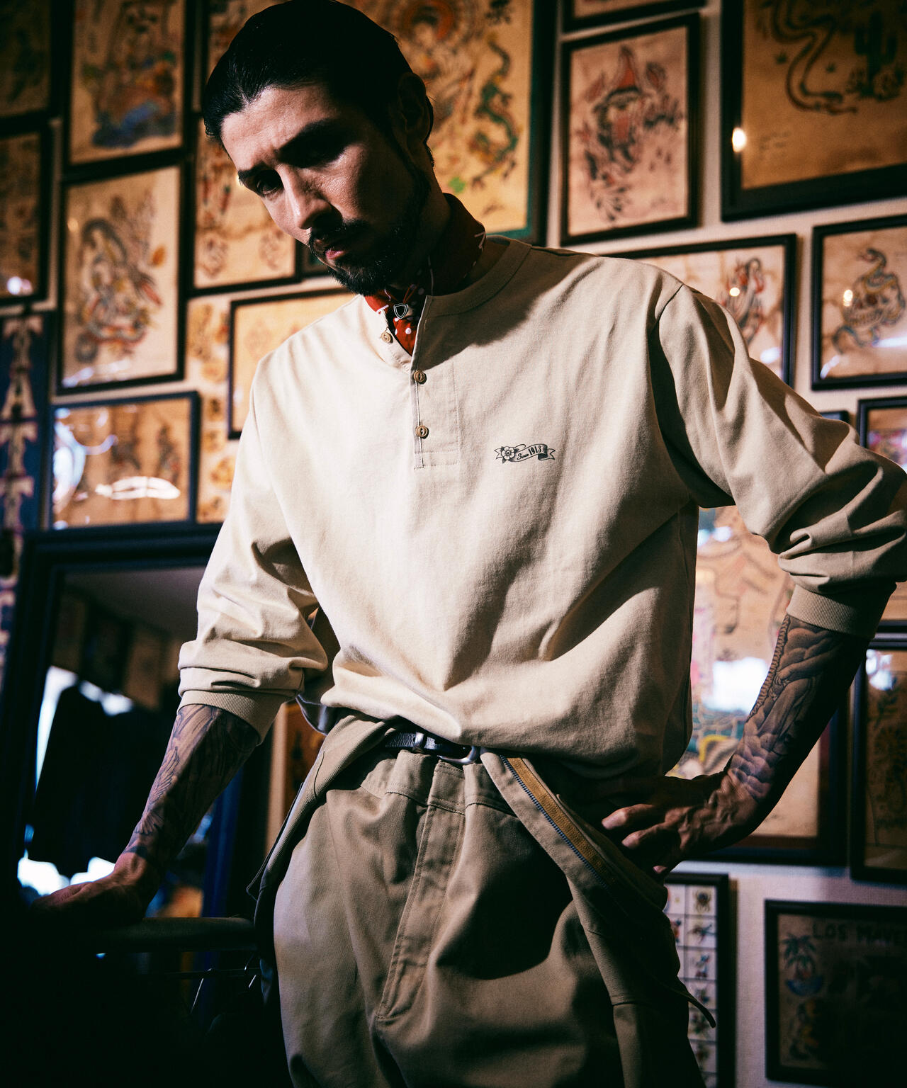SHAKEHAND HENLEY LS T-SHIRT/シェイクハンド ヘンリーロンT