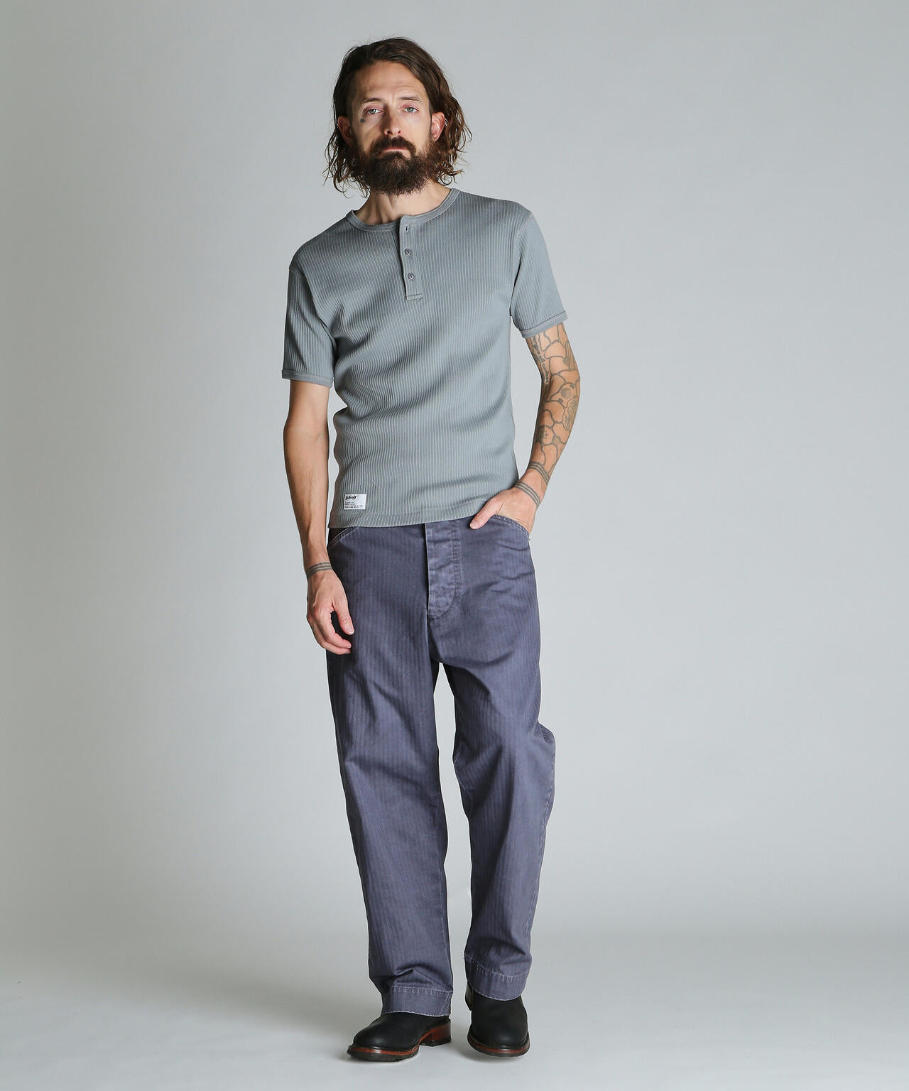 ARMY RIB HENLEY T-SHIRT/アーミーリブヘンリーネック Tシャツ