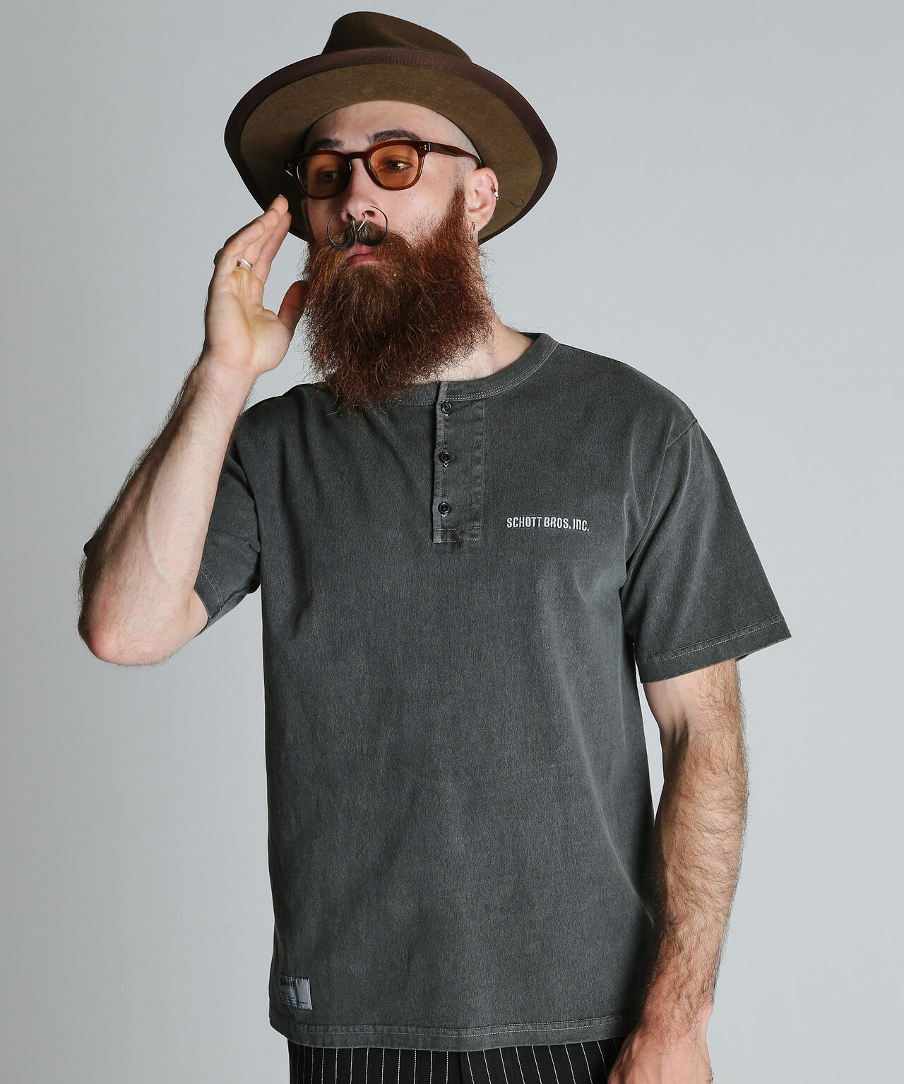 TIME TESTED OVER FOUR GENERATIONS EMB. HENLEY T-SHIRT/刺繍 ヘンリーネック Tシャツ