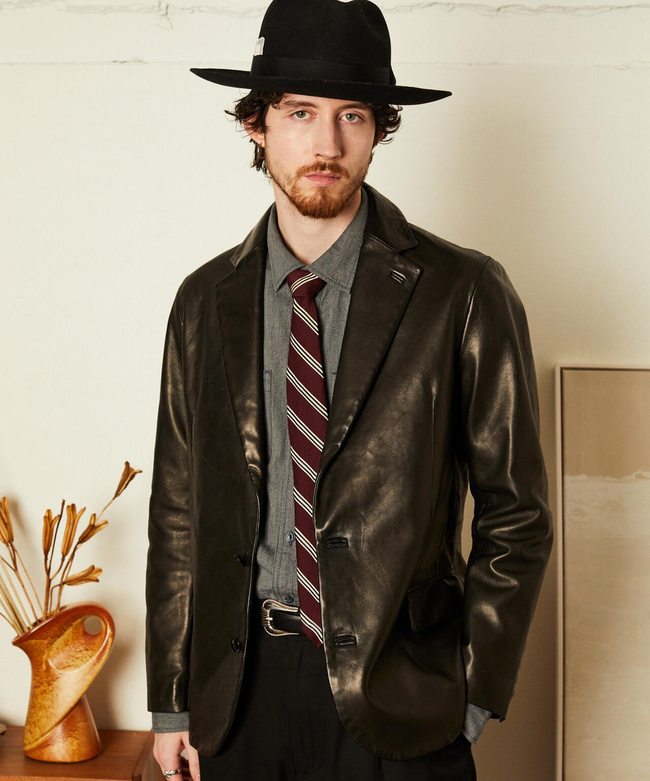 LEATHER  TAILORED JACKET/レザーテーラードジャケット