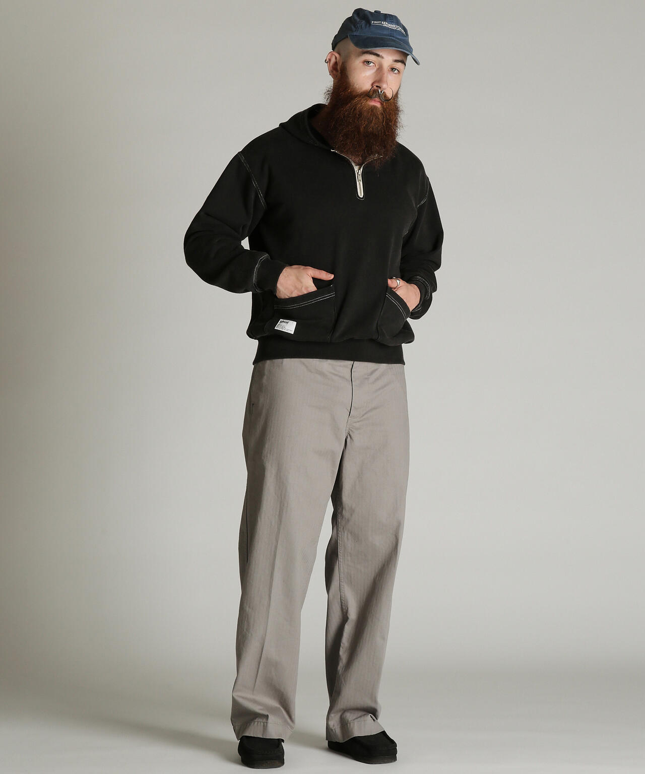 HALF ZIP HOODED SWEAT/ハーフジップ パーカー