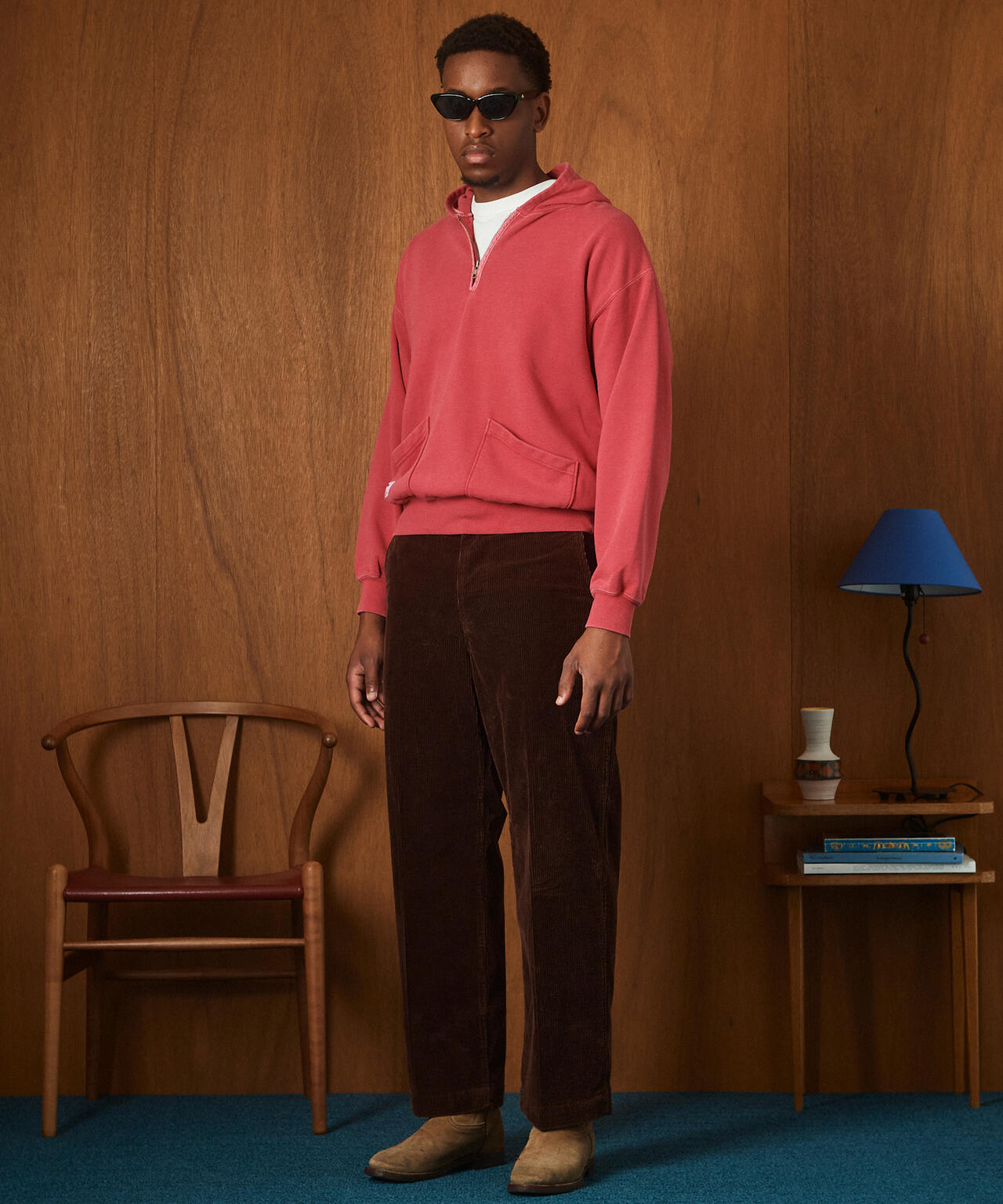 HALF ZIP HOODED SWEAT/ハーフジップ パーカー