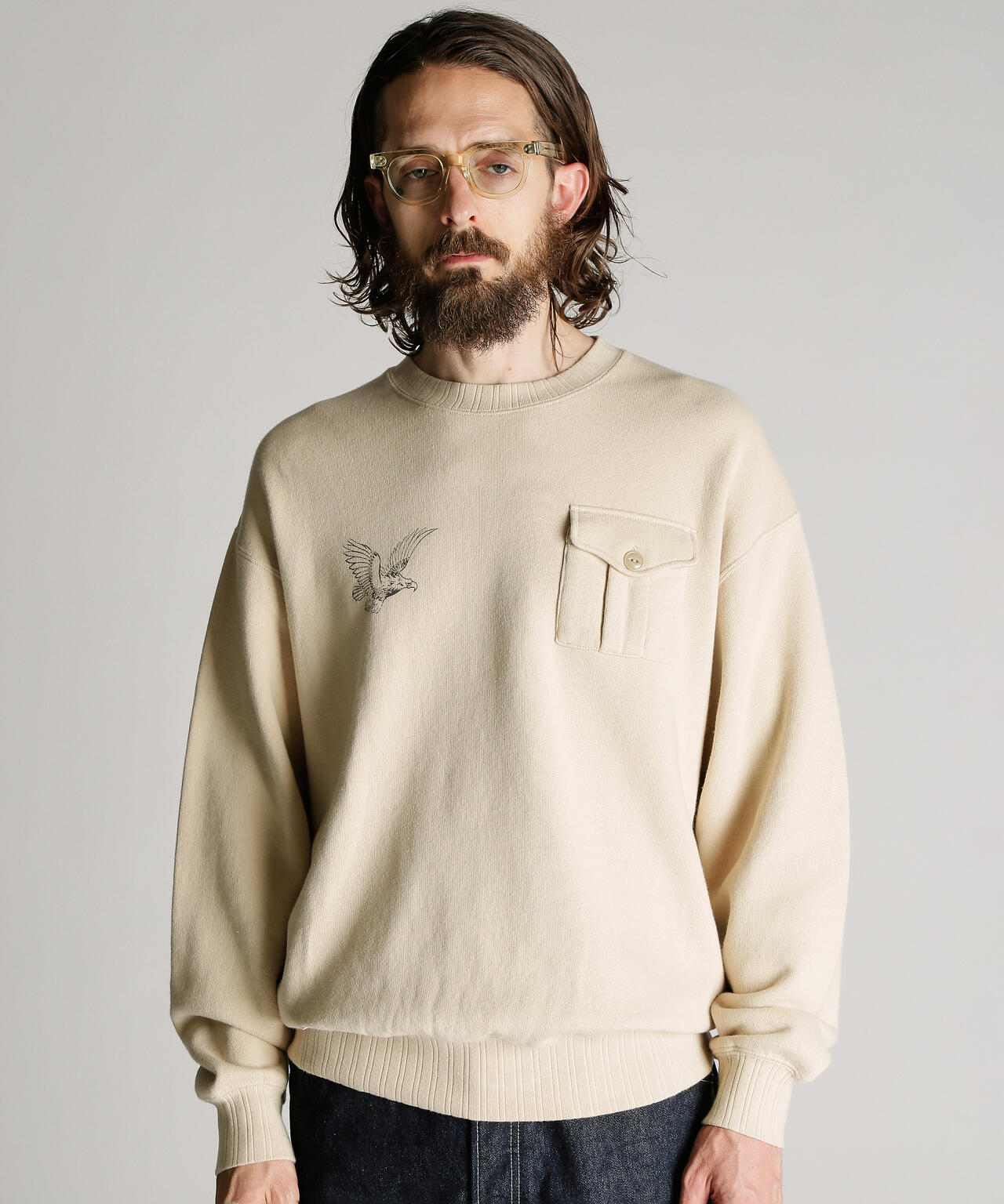 CREW SWEAT RIB STITCH EAGLE/クルースウェット リブステッチ イーグル