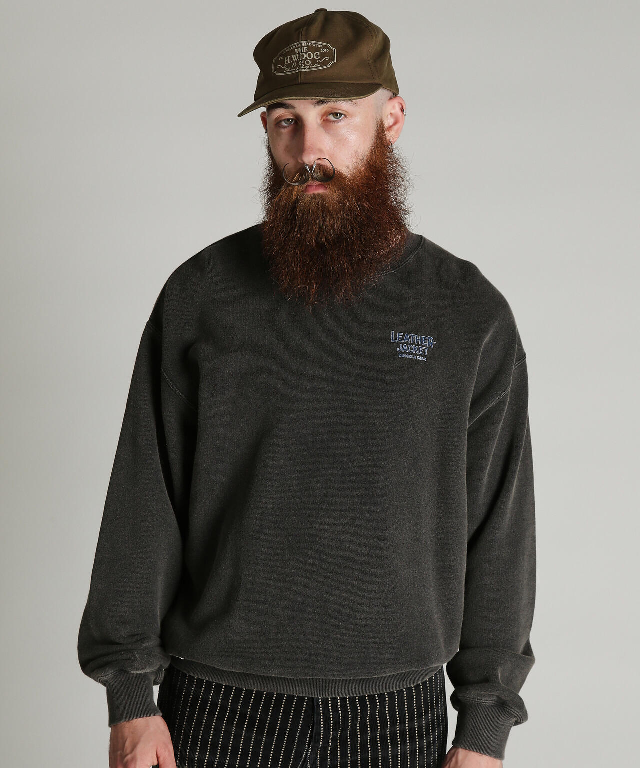 CREW SWEAT LEATHER JACKET MAKES A MAN/クルー スウェット レザー ジャケット メイクスアマン
