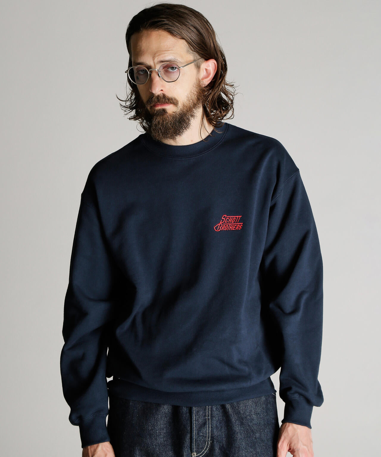 CREW SWEAT H.LOGO Schott BROS. EMB./クルー 刺繍スウェット ハート ロゴ ショット ブラザーズ