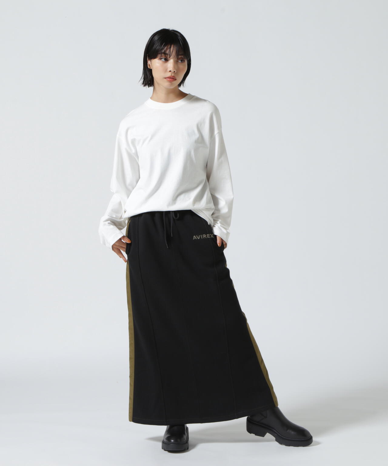 【WEB&DEPOT限定】スウェットコンビロングスカート/ SWEAT COMBI LONG SKIRT