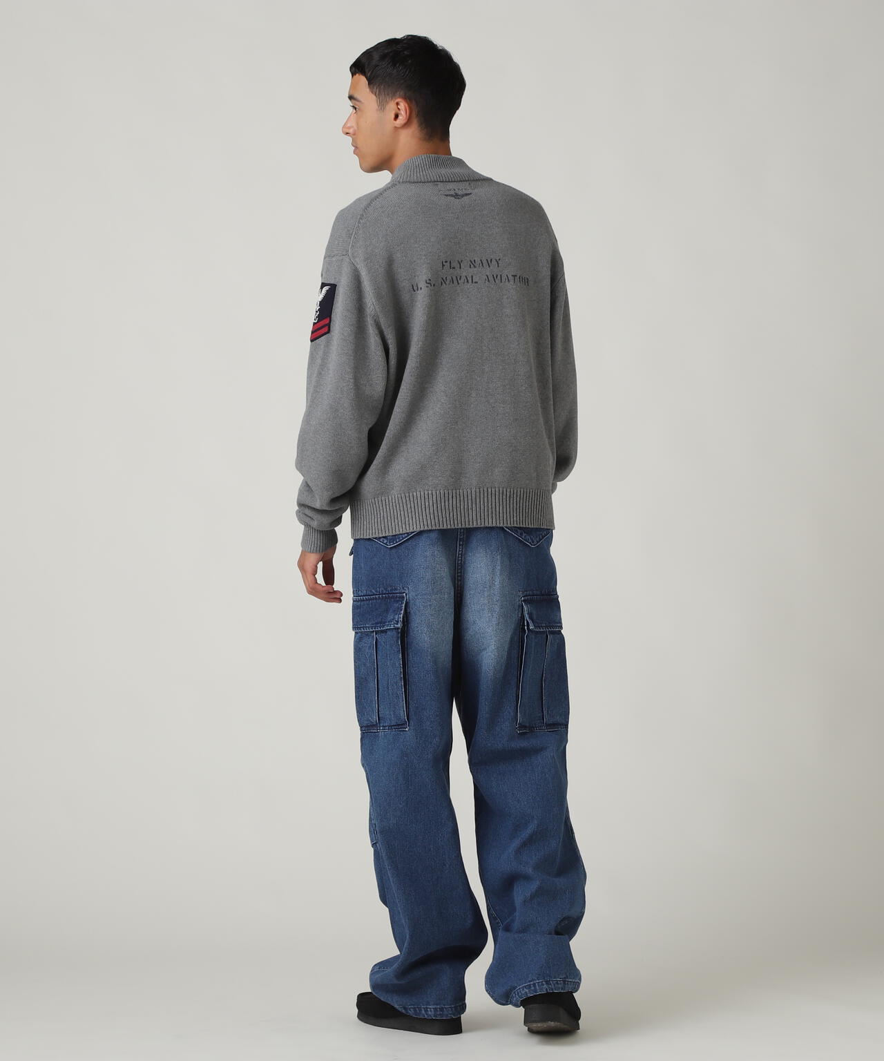 NAVAL STAND COLLAR ZIP KNIT JACKET / ネイバル スタンド カラー