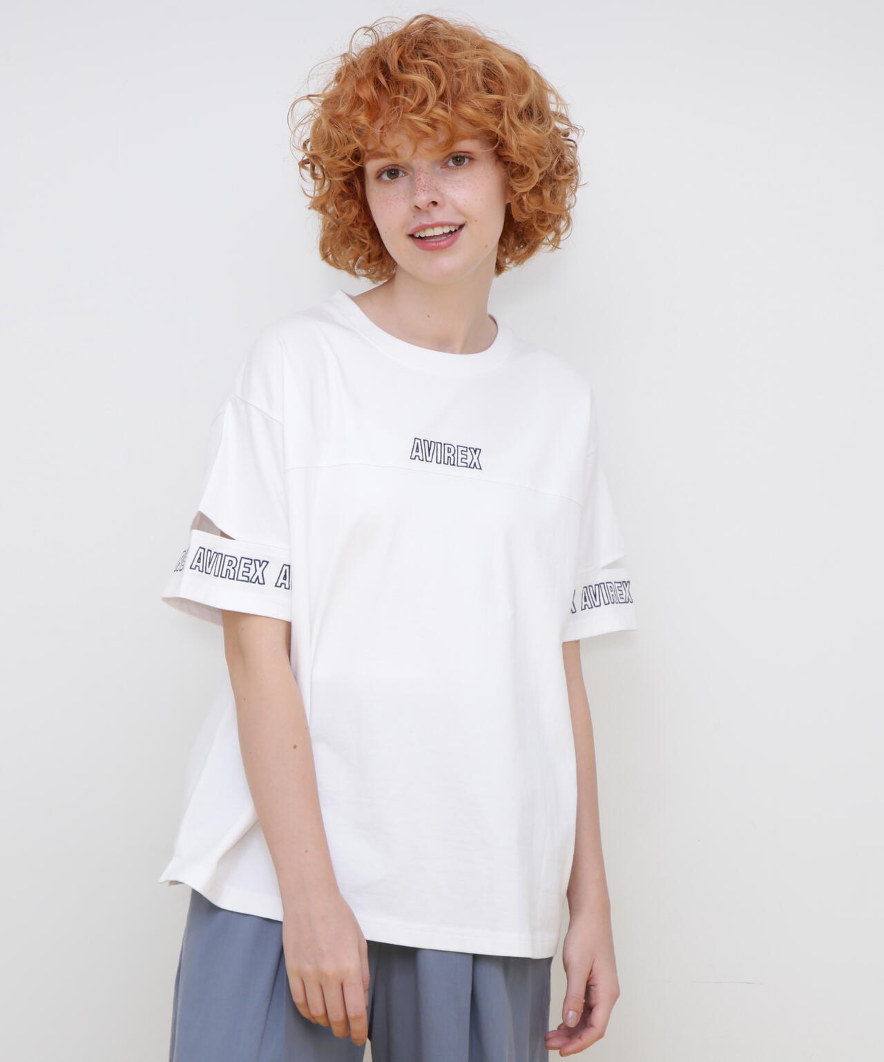 FADE WASH CUFFS OPEN EMBROIDERY T-SHIRT/フェイドウォッシュ カフスオープン刺繍Tシャツ