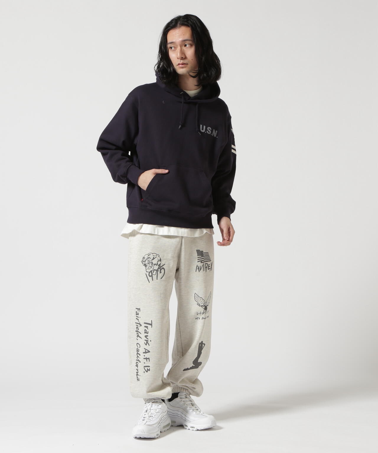 《WEB限定》STENCIL PRINT SWEAT PANTS / ステンシル プリント スウェットパンツ / AVIREX / アヴィレ