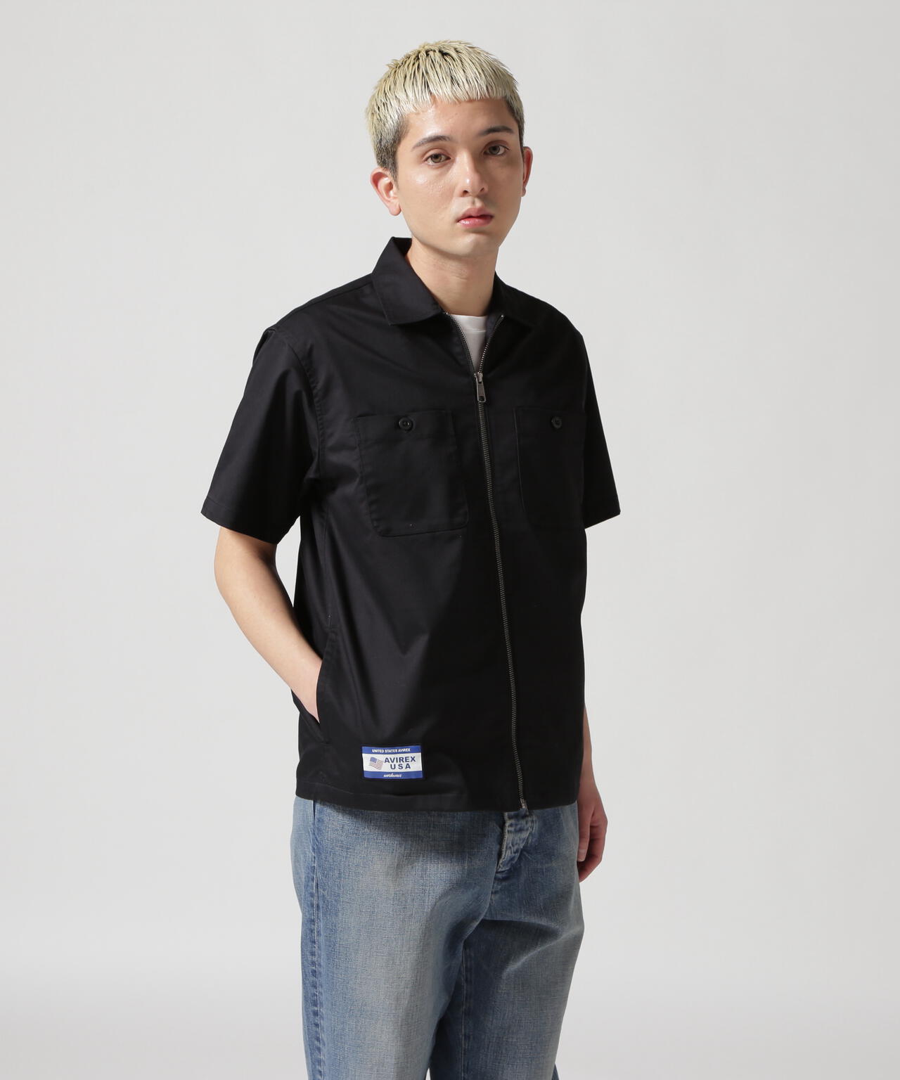 《WEB&DEPOT限定》S/S ZIP UP WORK SHIRT / ショートスリーブ ジップアップ ワークシャツ / AVIREX /