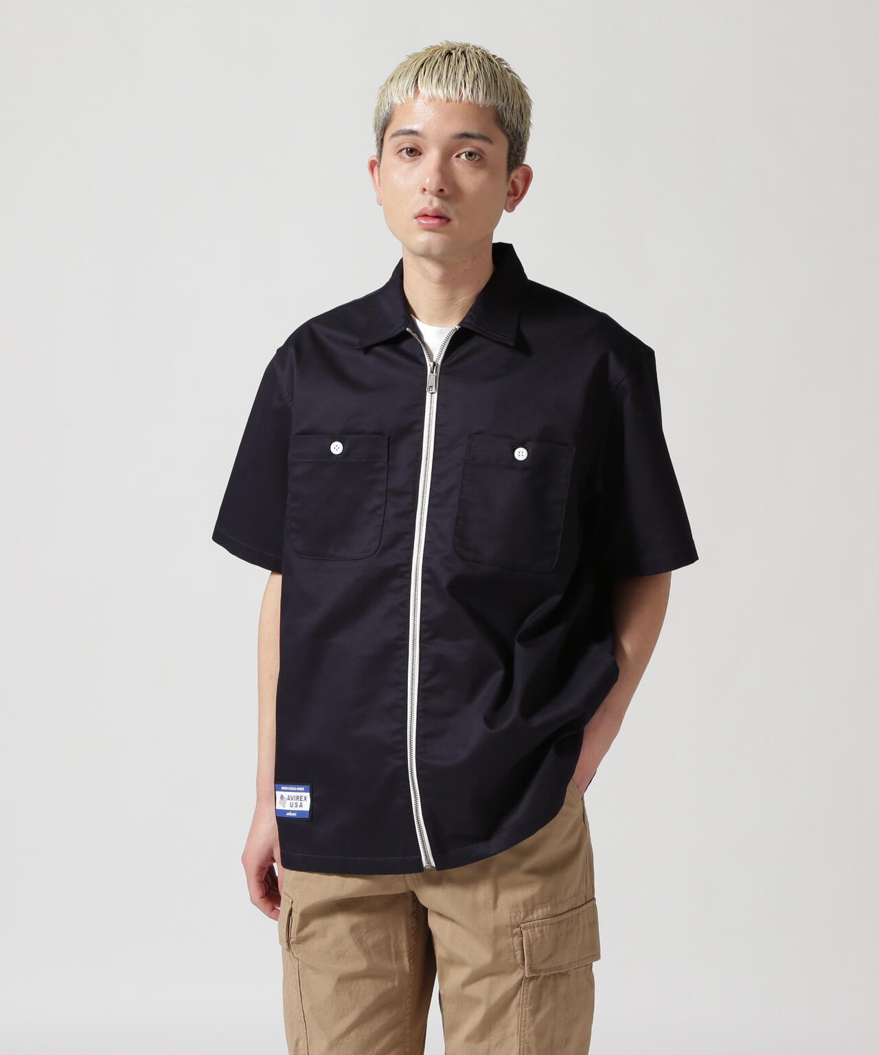 《WEB&DEPOT限定》S/S ZIP UP WORK SHIRT / ショートスリーブ ジップアップ ワークシャツ / AVIREX /