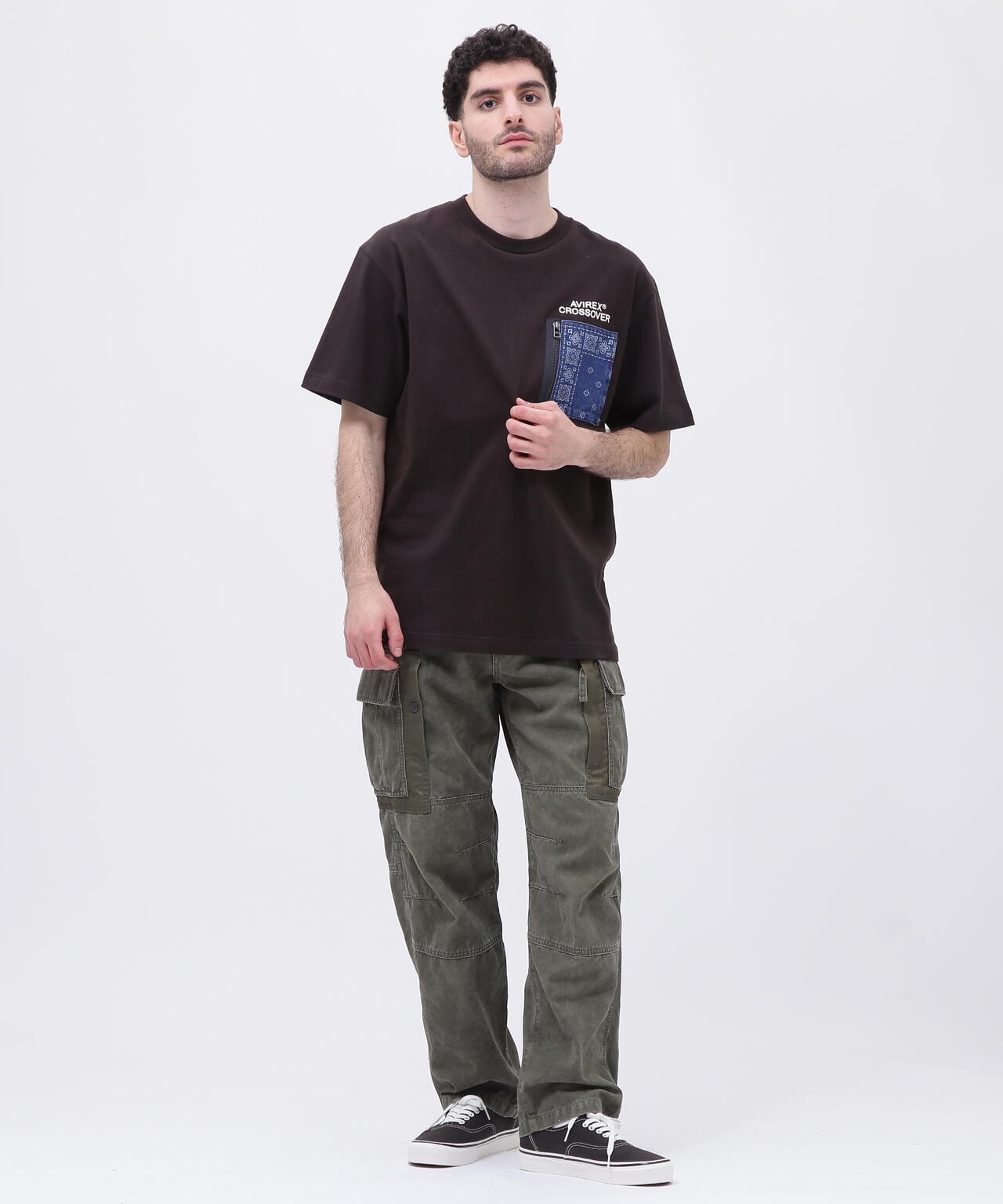 《CROSSOVER》DENIM POCKET T-SHIRT / クロスオーバー デニム ポケット Tシャツ  / AVIREX