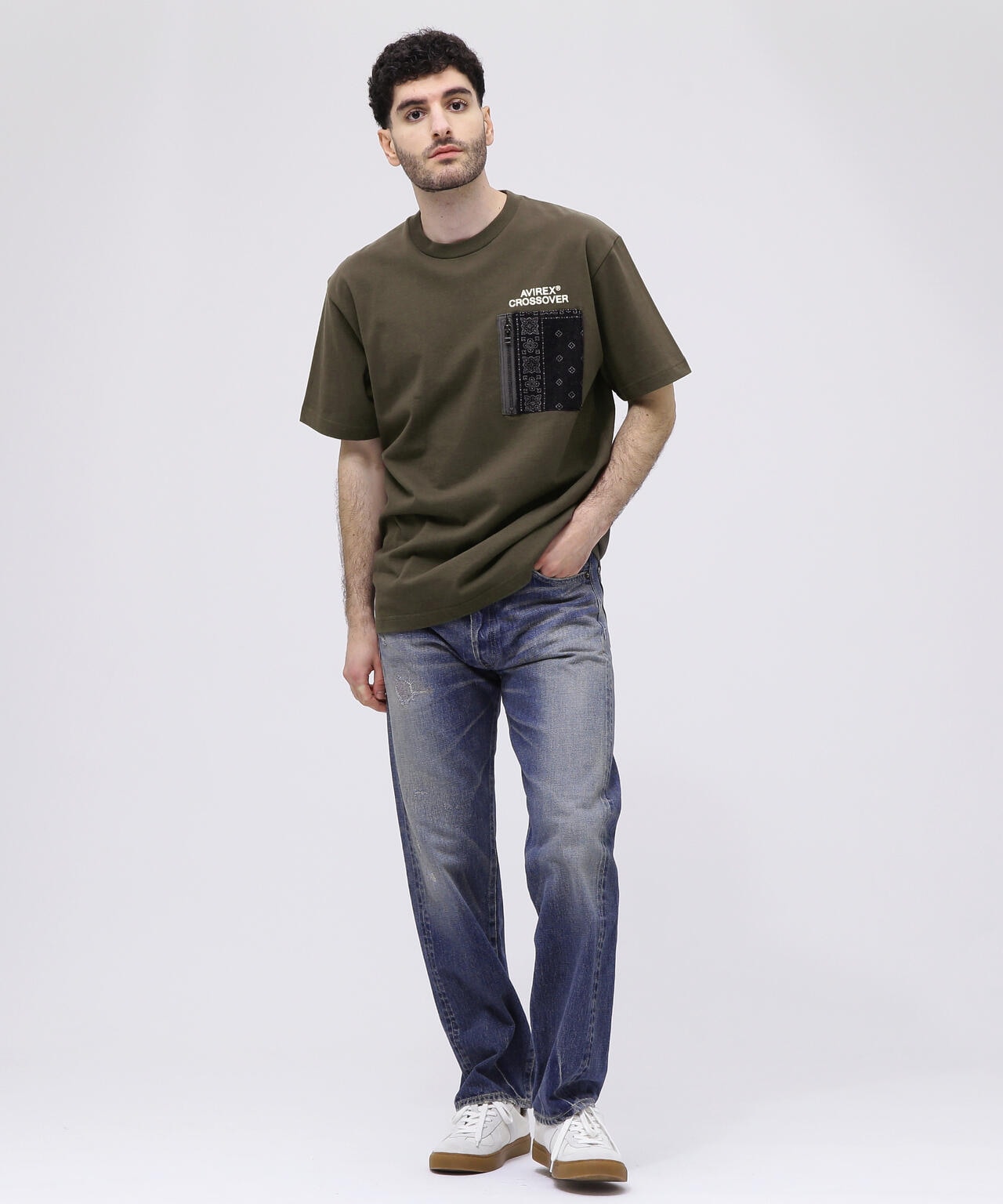 《CROSSOVER》DENIM POCKET T-SHIRT / クロスオーバー デニム ポケット Tシャツ  / AVIREX
