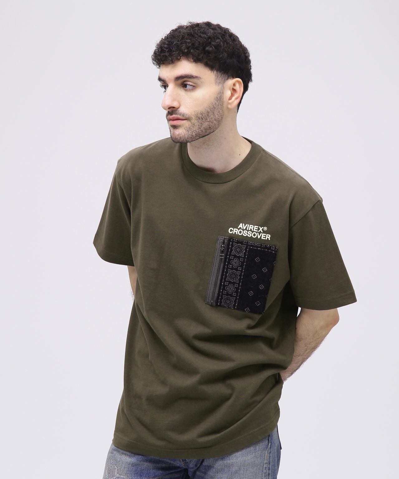 《CROSSOVER》DENIM POCKET T-SHIRT / クロスオーバー デニム ポケット Tシャツ  / AVIREX