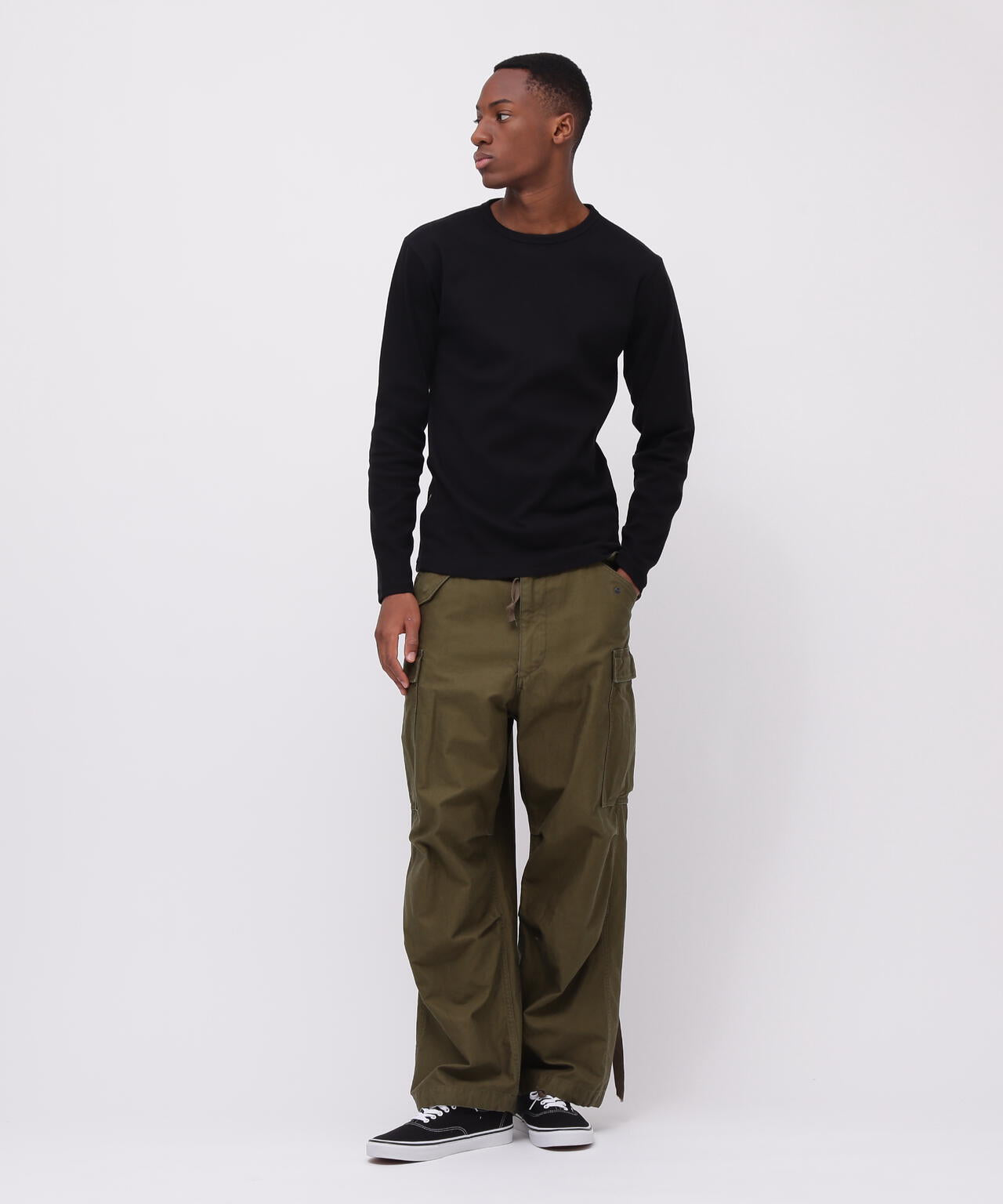 《DAILY/デイリー》RIB L/S CREW NECK T-SHIRT