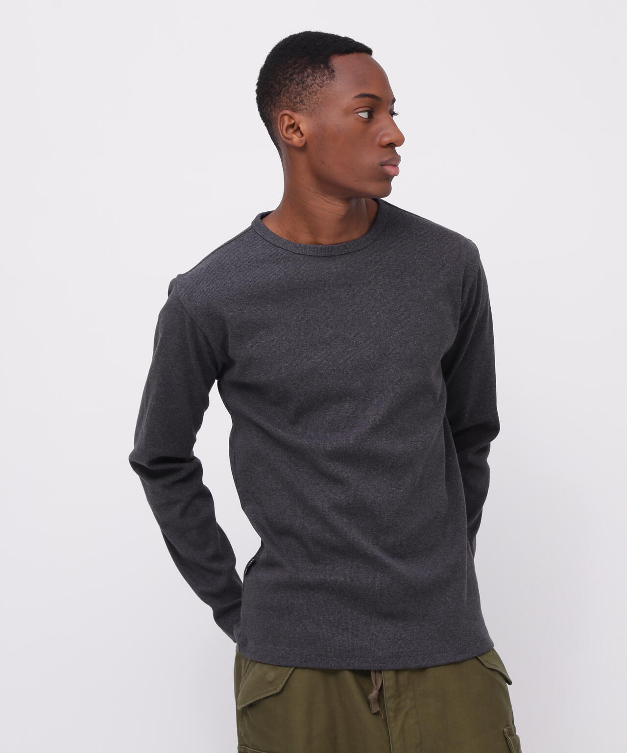 《DAILY/デイリー》RIB L/S CREW NECK T-SHIRT