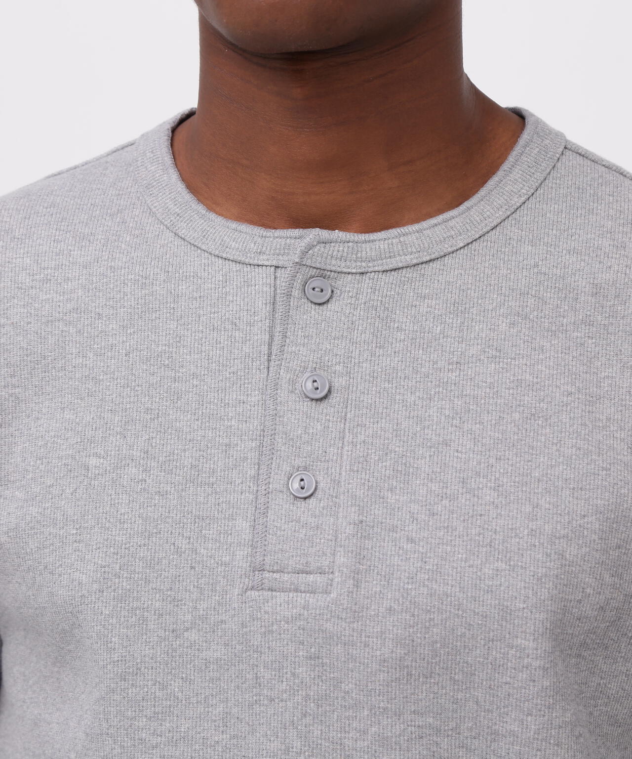 《DAILY/デイリー》RIB L/S HENLEY NECK T-SHIRT