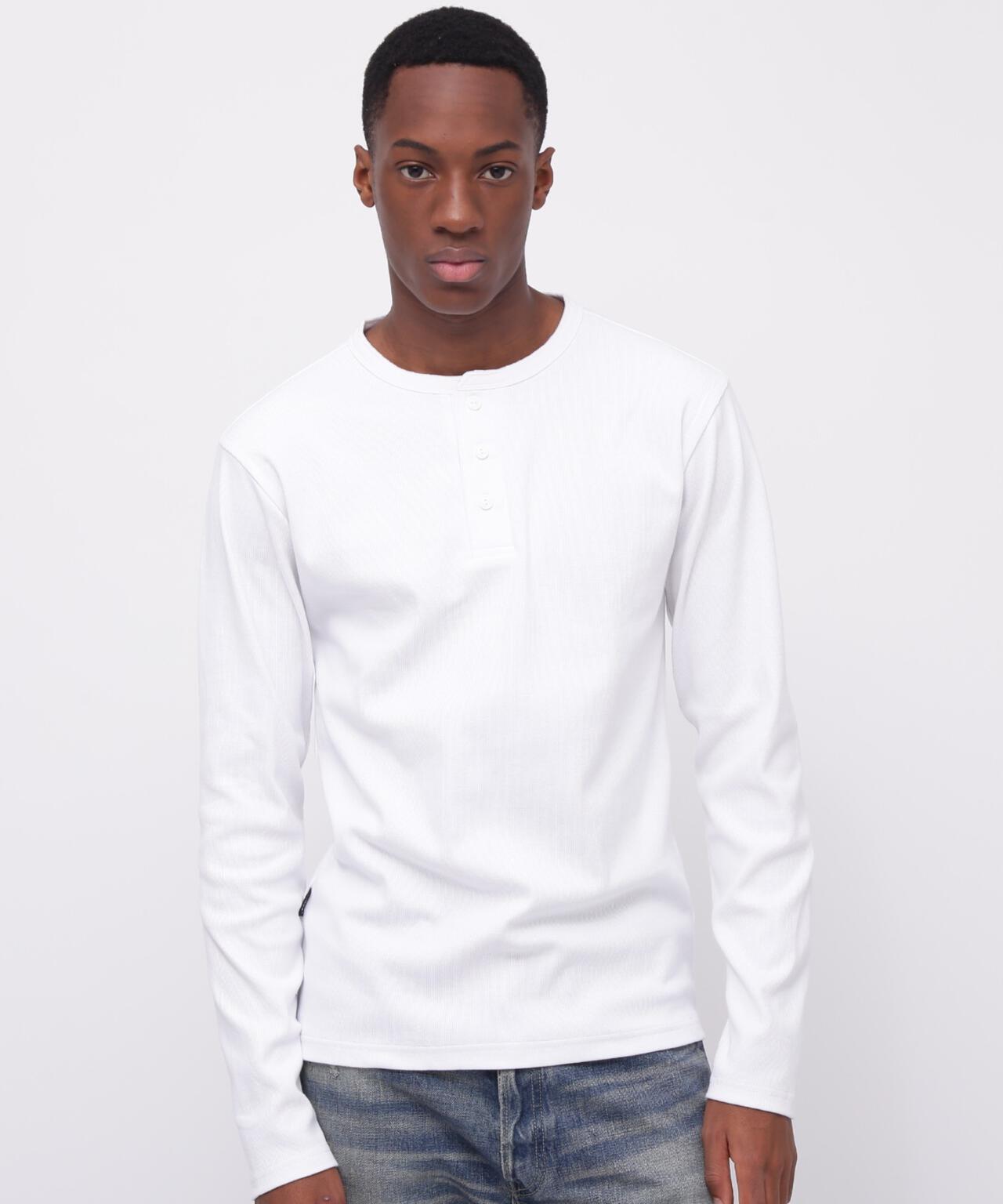 《DAILY/デイリー》RIB L/S HENLEY NECK T-SHIRT
