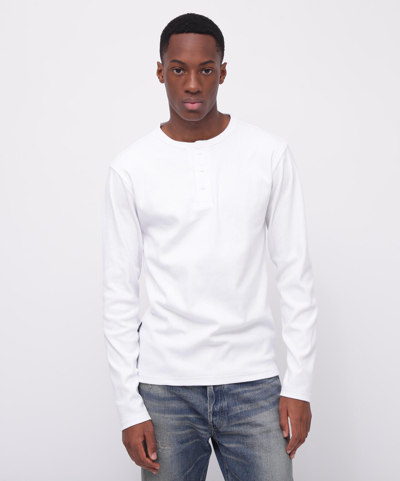《DAILY/デイリー》RIB L/S HENLEY NECK T-SHIRT
