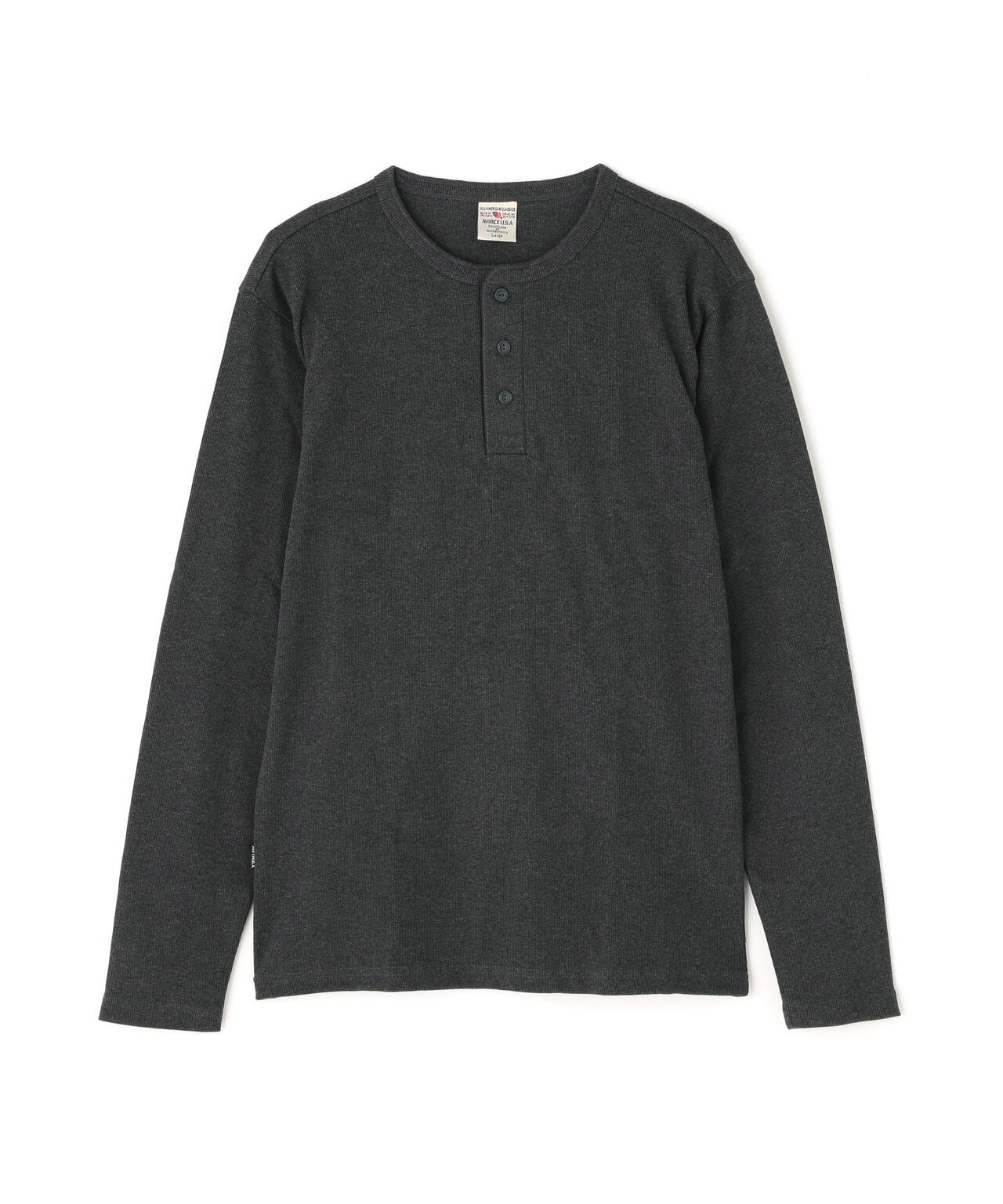 《DAILY/デイリー》RIB L/S HENLEY NECK T-SHIRT