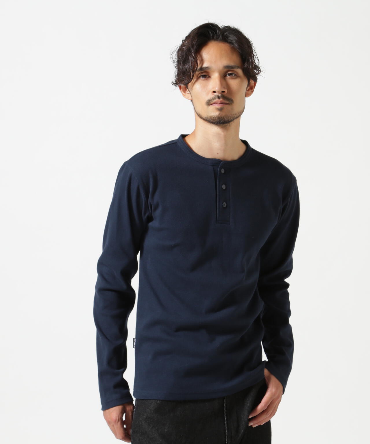 《DAILY/デイリー》RIB L/S HENLEY NECK T-SHIRT