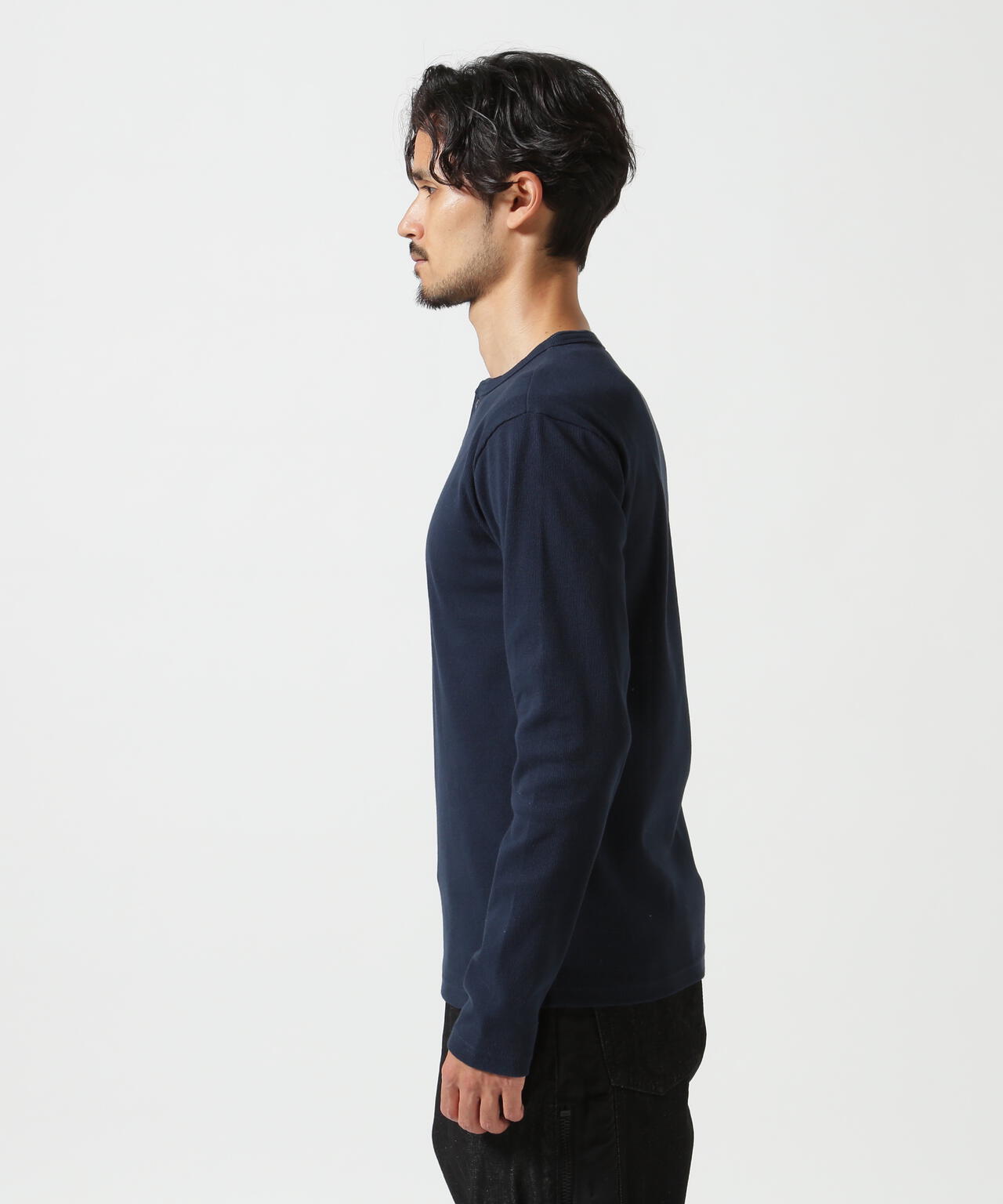 《DAILY/デイリー》RIB L/S HENLEY NECK T-SHIRT