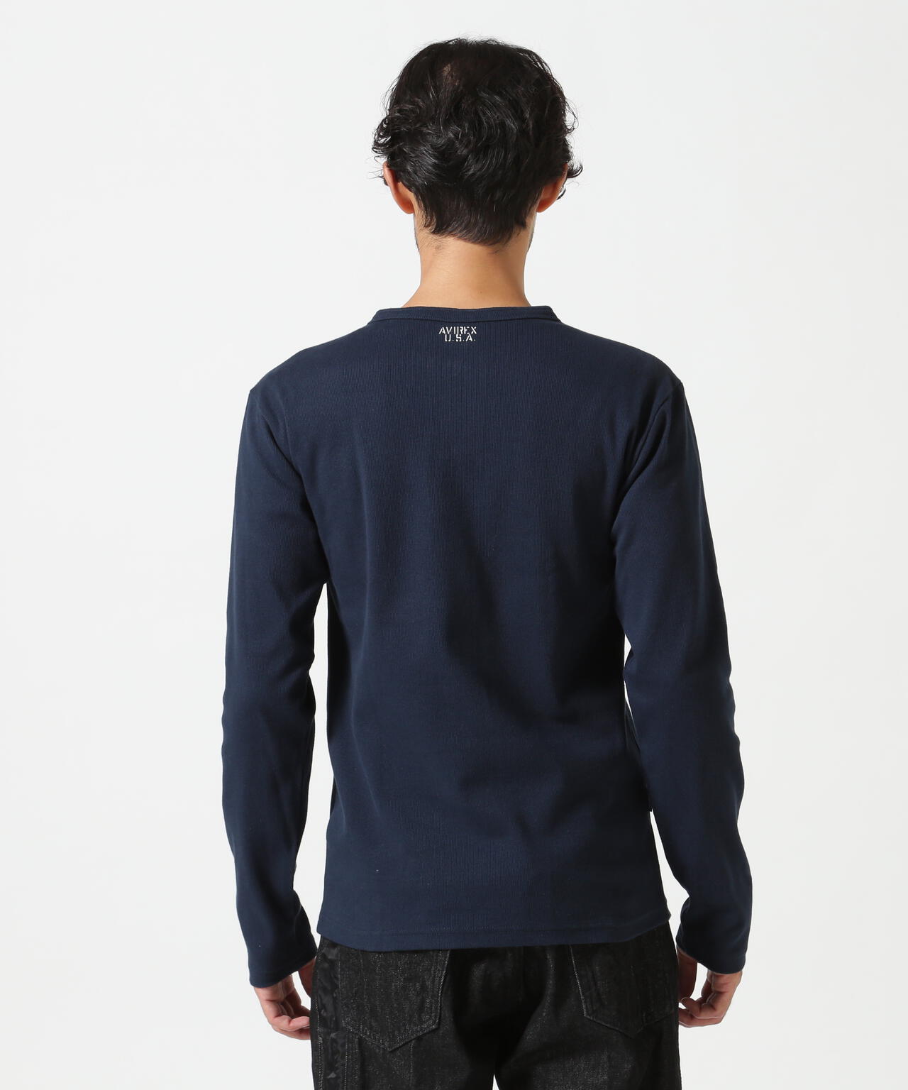 《DAILY/デイリー》RIB L/S HENLEY NECK T-SHIRT