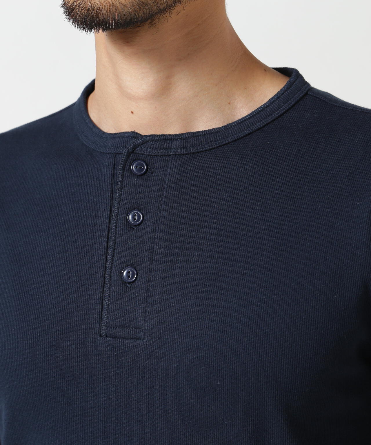 《DAILY/デイリー》RIB L/S HENLEY NECK T-SHIRT