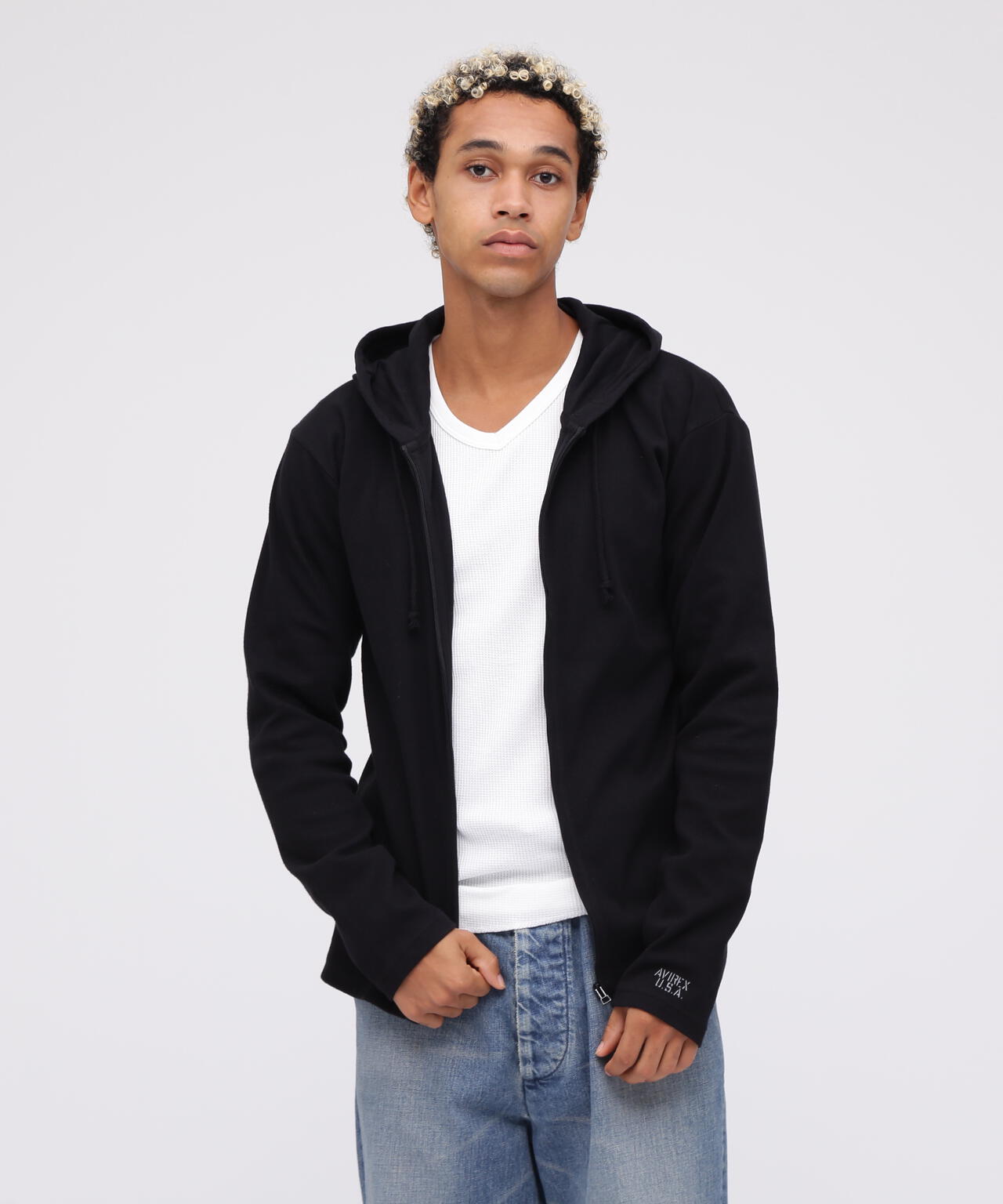 《DAILY/デイリー》RIB ZIP PARKA/デイリー 長袖 リブ ジップパーカー/AVIREX/アヴィレックス