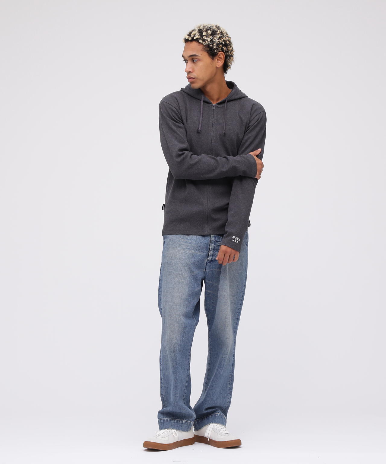 《DAILY/デイリー》RIB ZIP PARKA/デイリー 長袖 リブ ジップパーカー/AVIREX/アヴィレックス