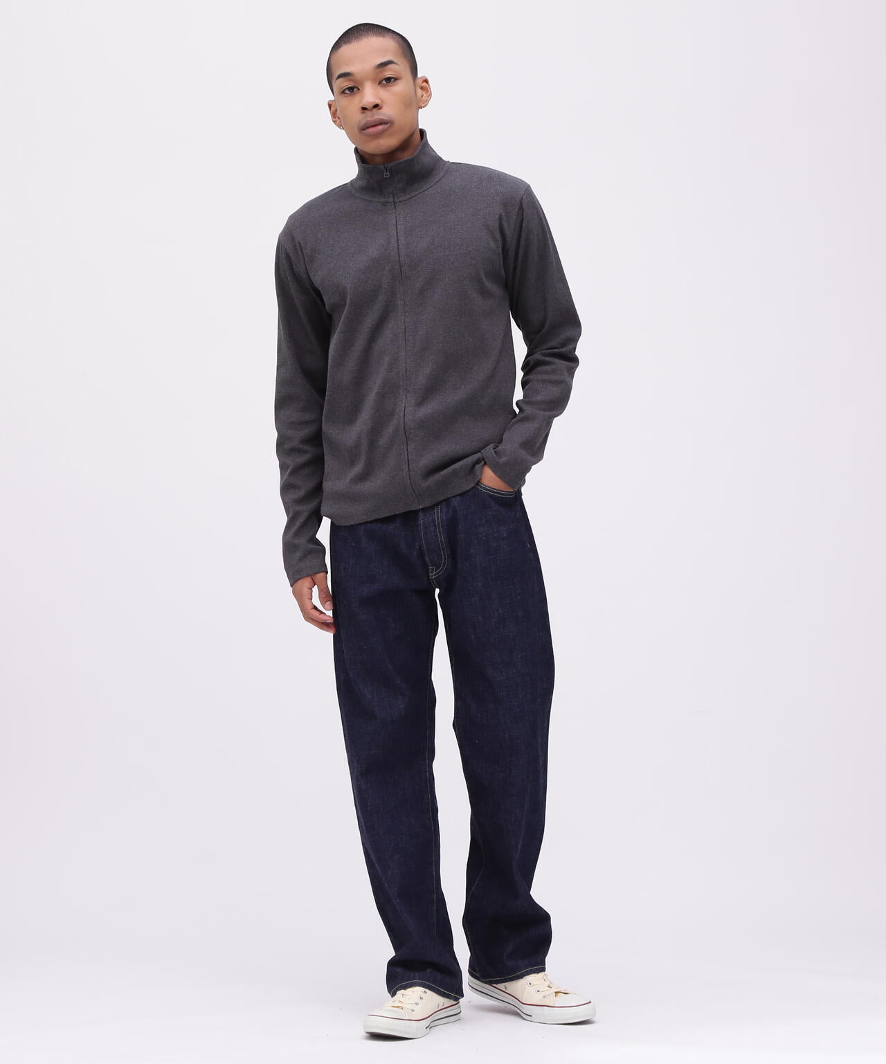 《DAILY/デイリー》STAND ZIP RIB JACKET/スタンドジップ リブ ジャケット