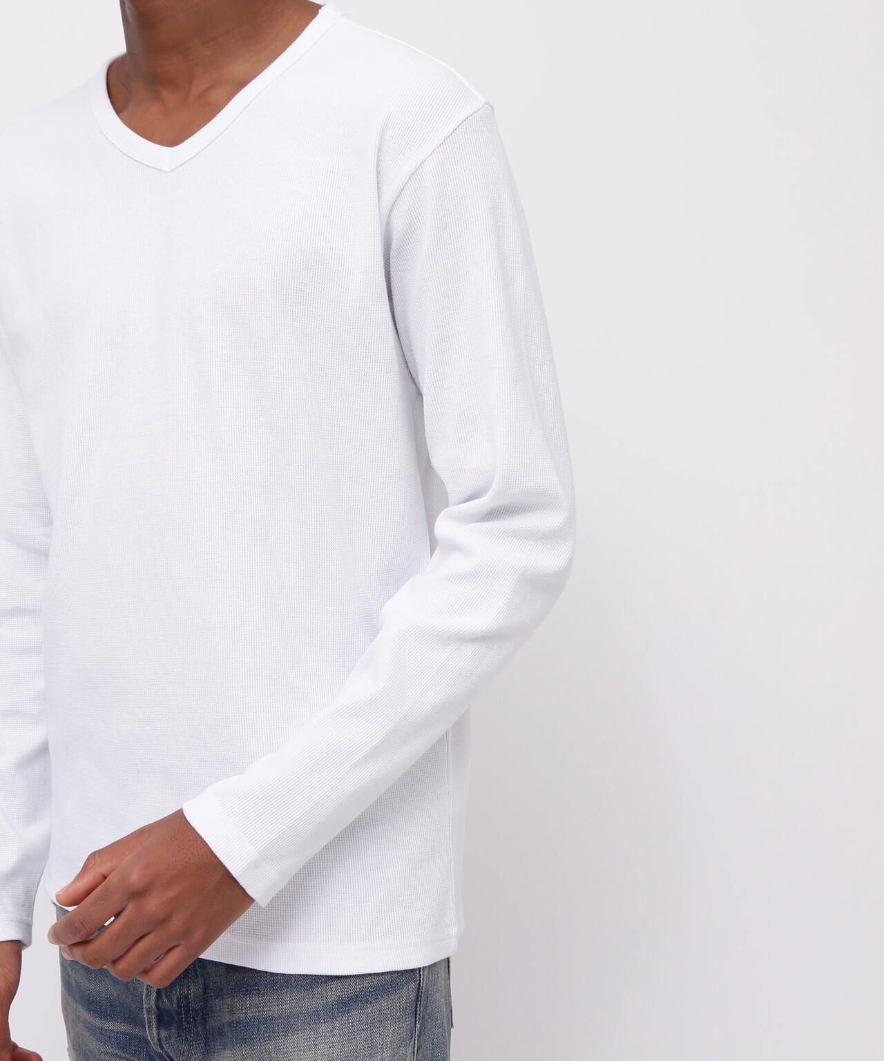 《DAILY/デイリー》MINI WAFFLE V NECK T-SHIRT/ミニワッフル 長袖 Vネック Tシャツ