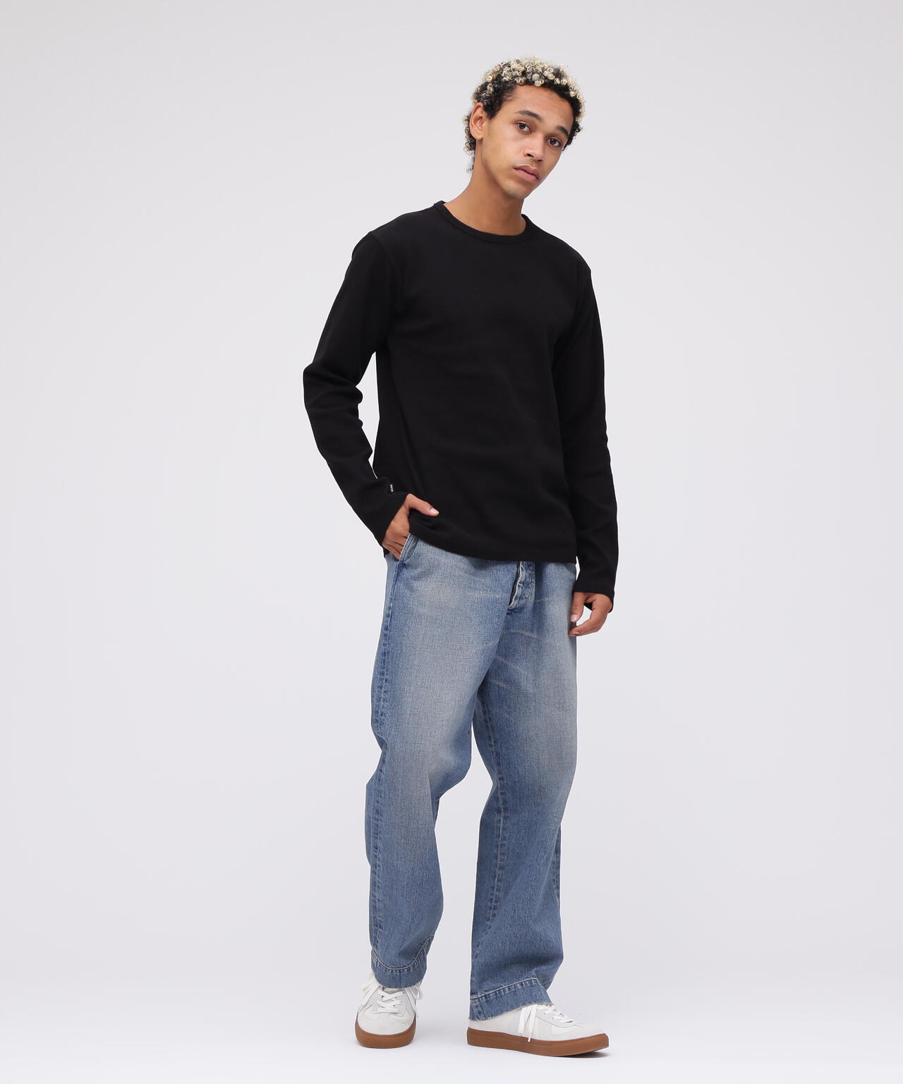 《DAILY/デイリー》MINI WAFFLE CREW-NECK L/S T-SHIRT/ミニワッフル クルーネック 長袖 Tシャツ