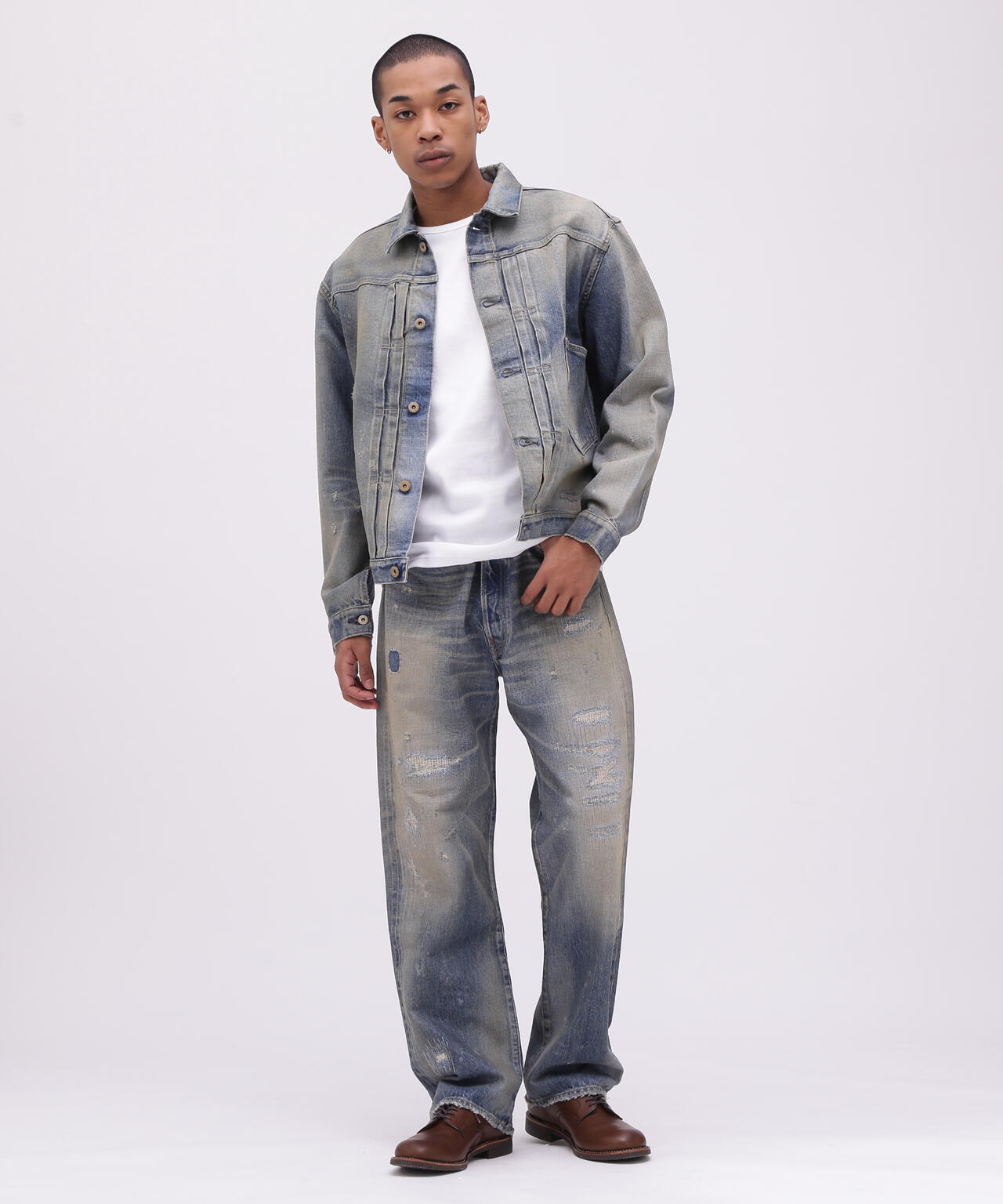 《TFQP》BUCKLE BUCK DENIM PANTS "50YEARS WASH"